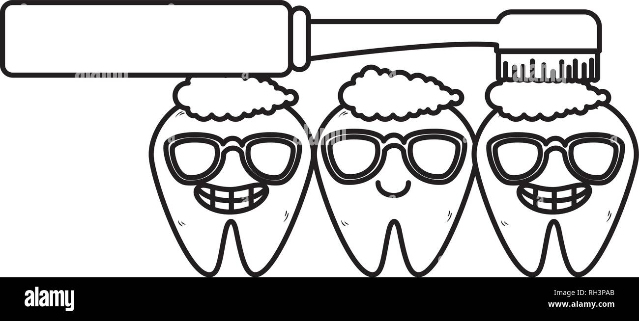 comic teeth with brush kawaii characters Stock Vector Image & Art - Alamy