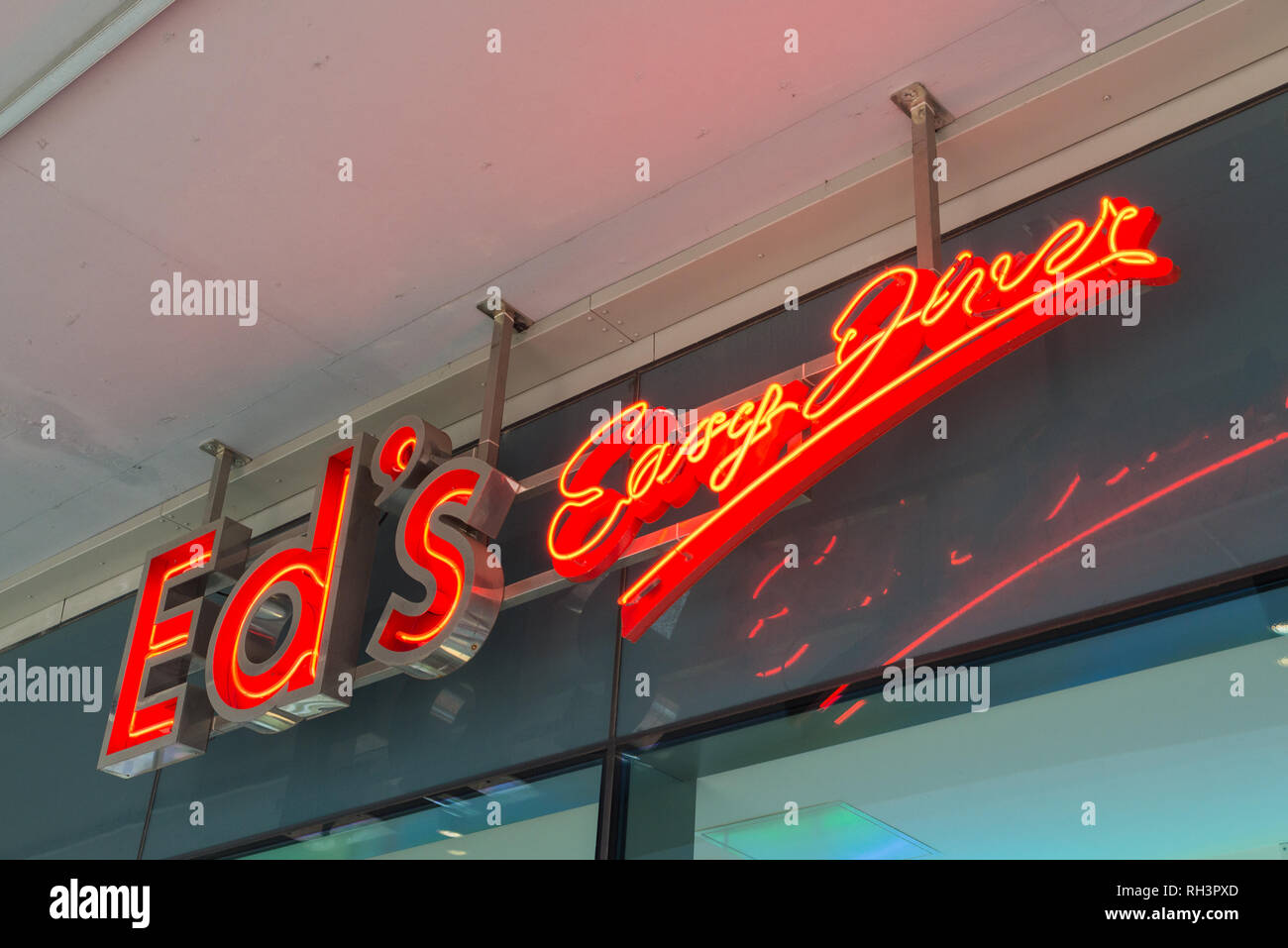 Neon sign for Ed's Easy Diner Stock Photo