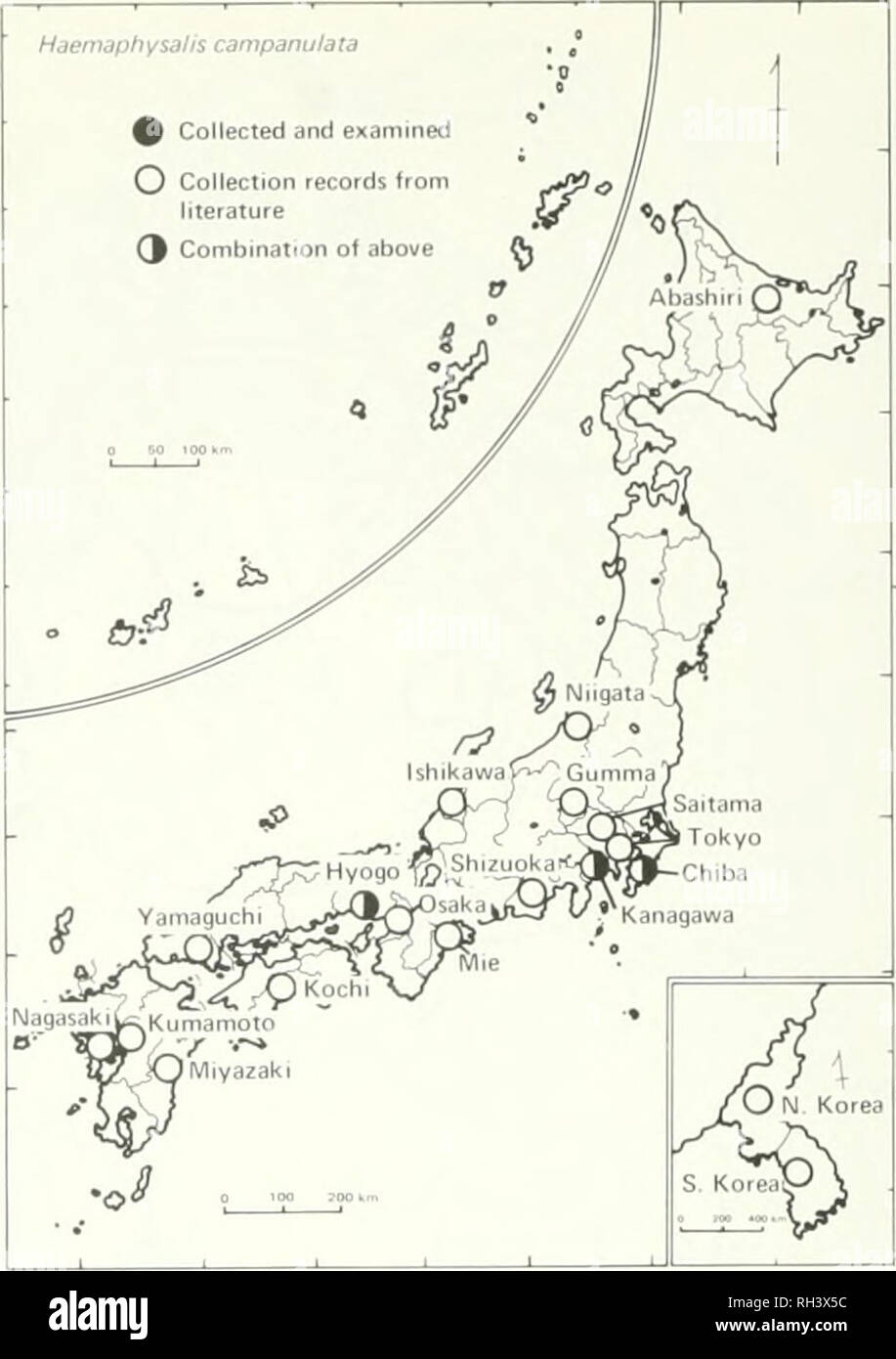 . Brigham Young University science bulletin. Biology -- Periodicals. 48 BniGHAM Young University Science Bulletin i of //. japonica). If it is true that all of the specimens in tube N. 173 (No. 137?) were col- lected from the same host and locality, this col- lection data of japonica might apply to that of campanulata. Tlicrefore, Warburton's reference to the specimens of campanuhtu, whicli had been mixed with jlata in the tube, might well be the first record of this species from Japan. Nuttall and Warburton (1915) examined Warburton's Mongolian specimens and reported additional samples from J Stock Photo