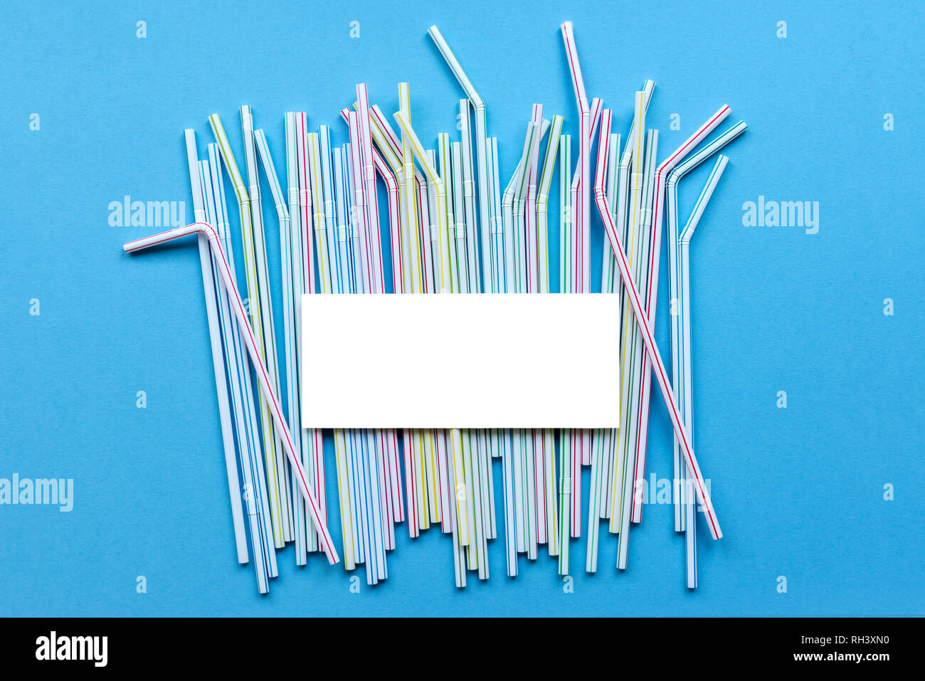 Disposable plastic straws are harmful to the environment. Mockup