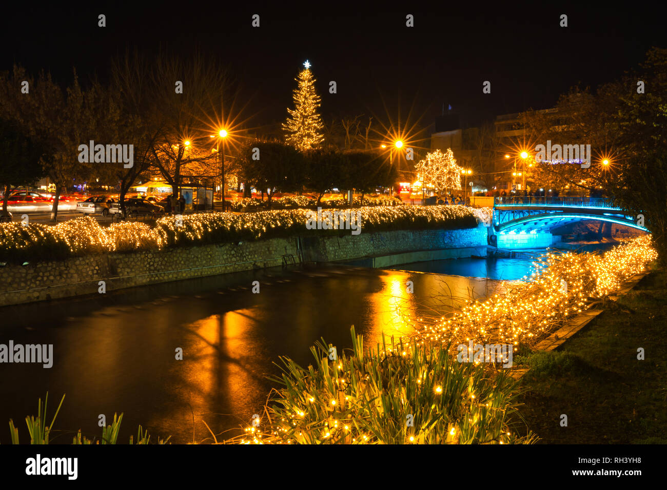 Christmas lights at Trikala, Thessaly, Greece Stock Photo Alamy
