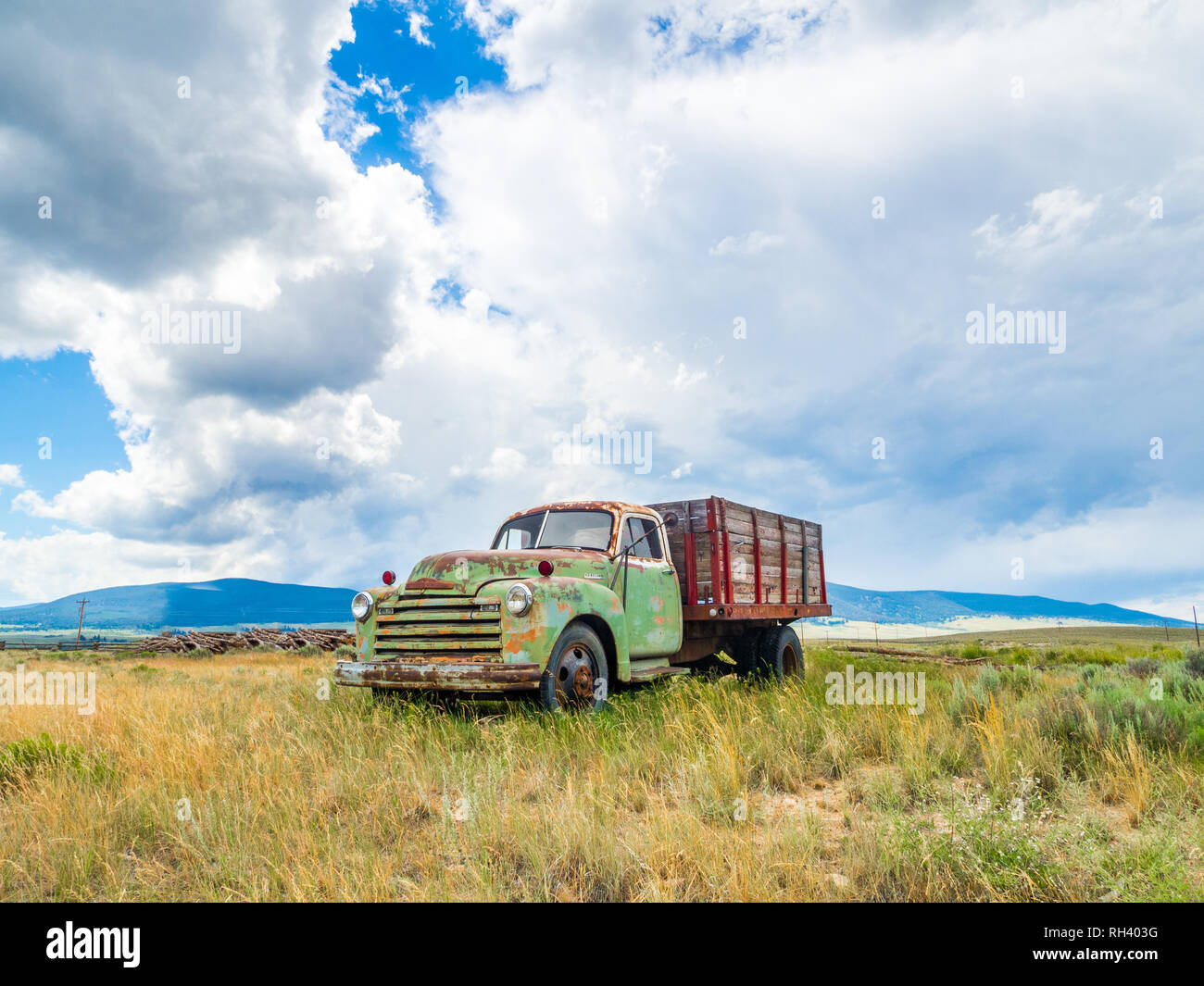 An old abandoned truck in North America Stock Photo