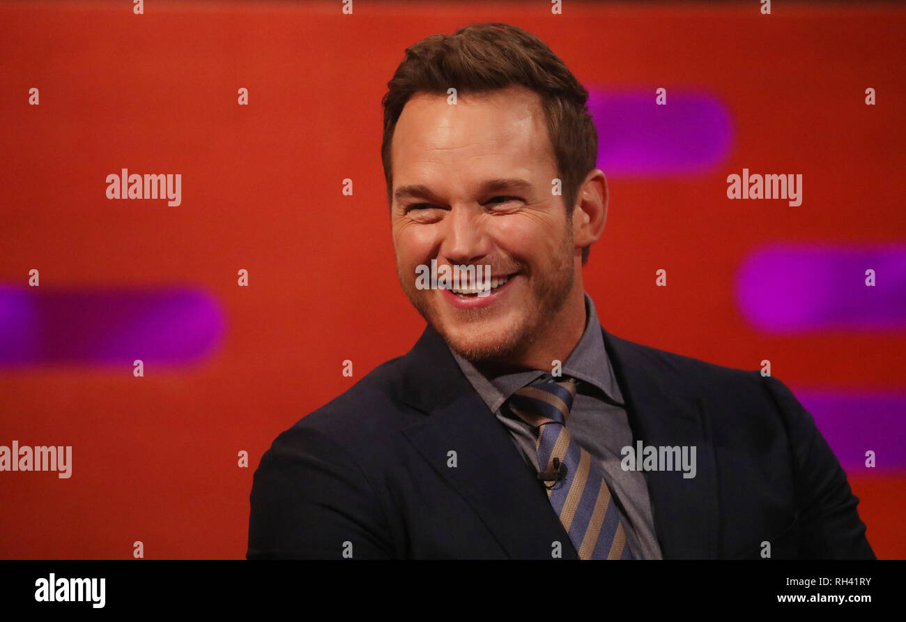 Chris Pratt during the filming for the Graham Norton Show at BBC Studioworks 6 Television Centre, Wood Lane, London, to be aired on BBC One on Friday evening. Stock Photo