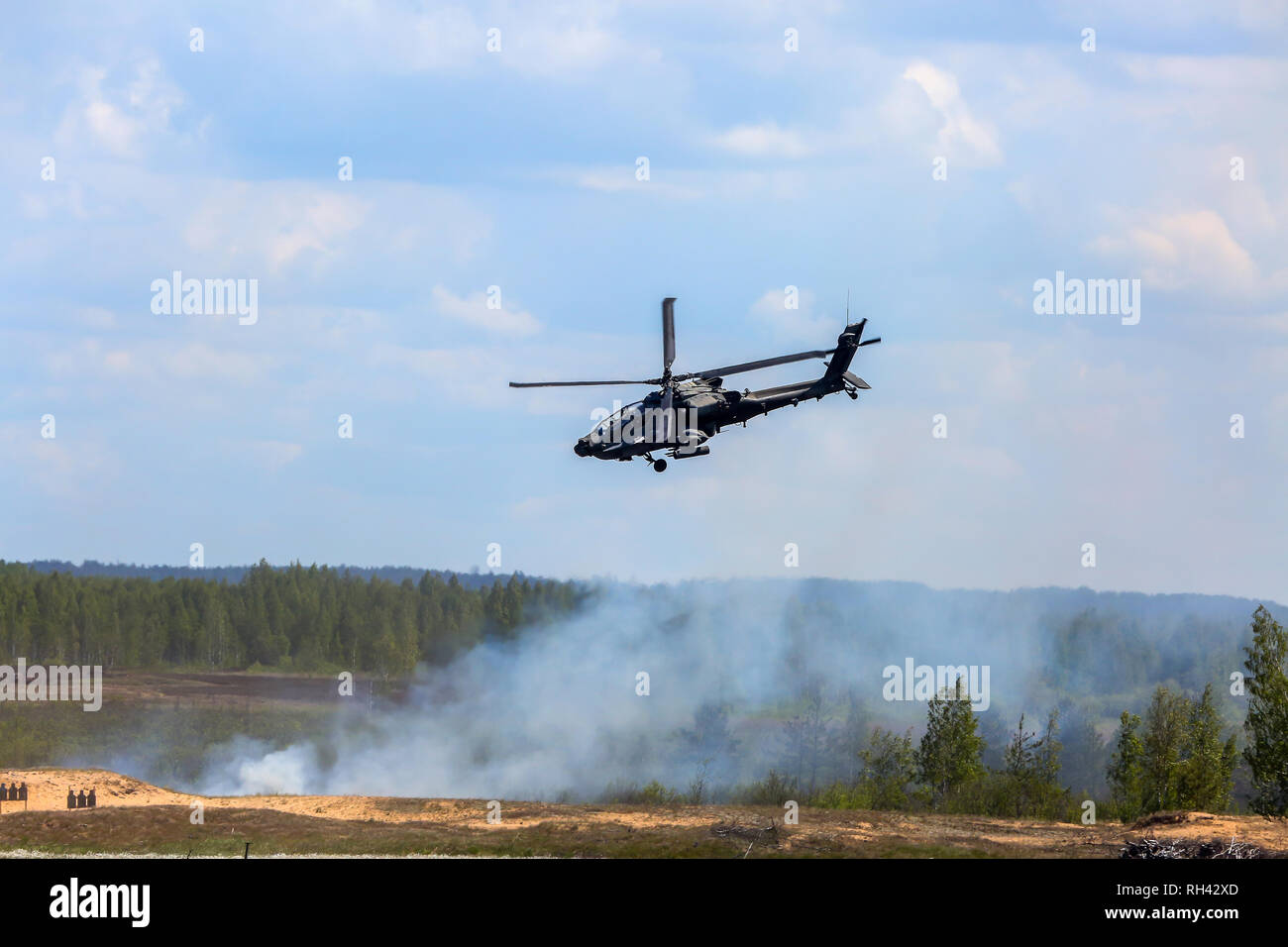 UH-60 Blackhawk and Apache. International Military Training 'Saber Strike 2017', Adazi, Latvia, from 3 to 15 June 2017. US Army Europe-led annual Inte Stock Photo