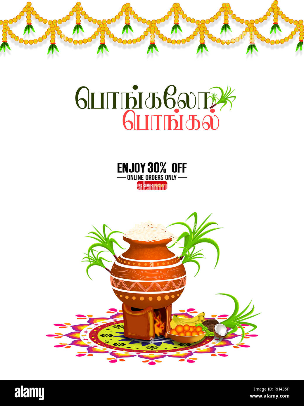 illustration of Happy Pongalo pongal greeting card background ...