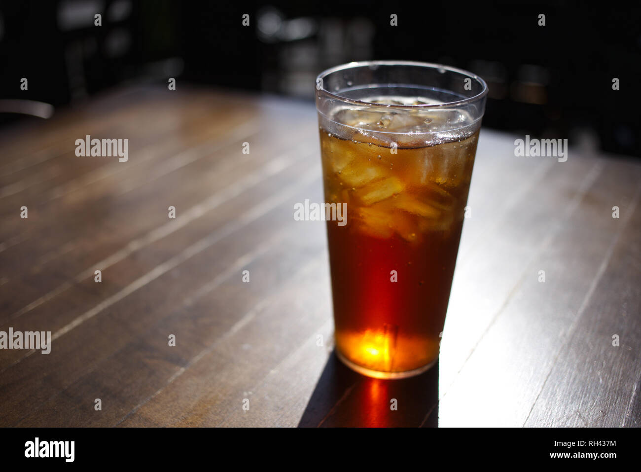 Simply refreshing - A glass of iced tea ordered at a sidewalk cafe in Downtown Huntington Beach, CA Stock Photo