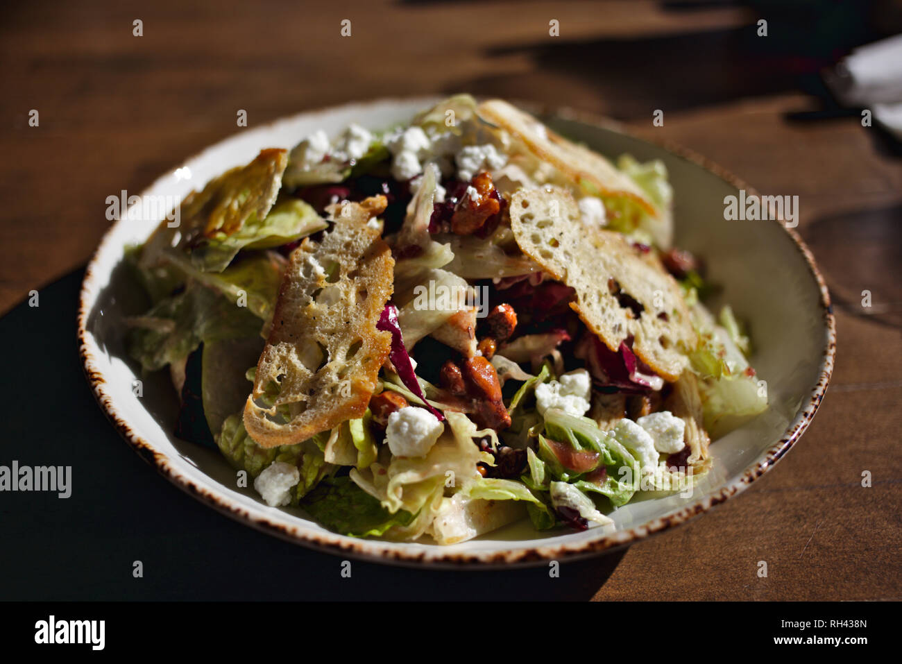 The Waldorf - A Waldorf salad ordered at a sidewalk cafe in Downtown Huntington Beach, CA Stock Photo