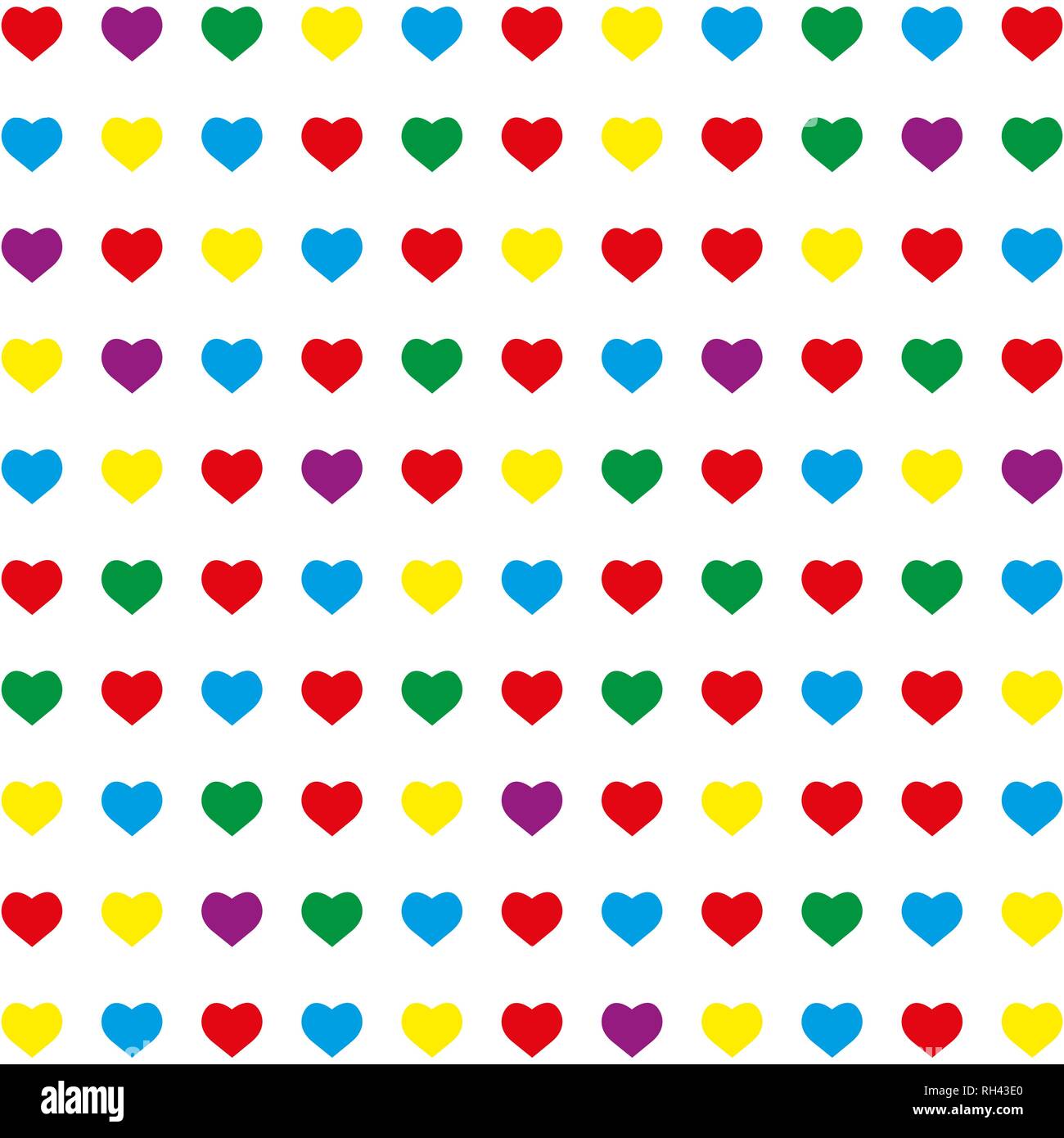 retro seamless pattern with colorful hearts white background.eps 10 ...