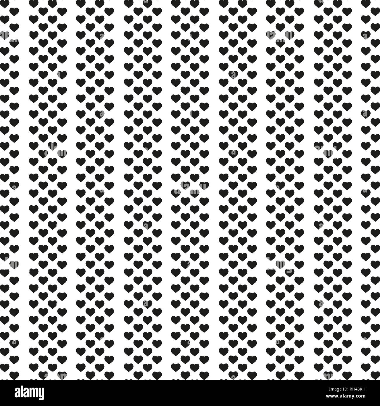 Black heart seamless pattern on white background vector. Minimalist ...