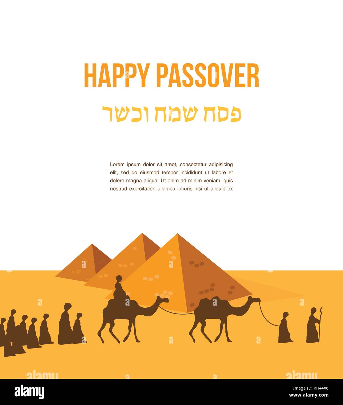 happy and kosher Passover in Hebrew, Jewish holiday card template Stock ...