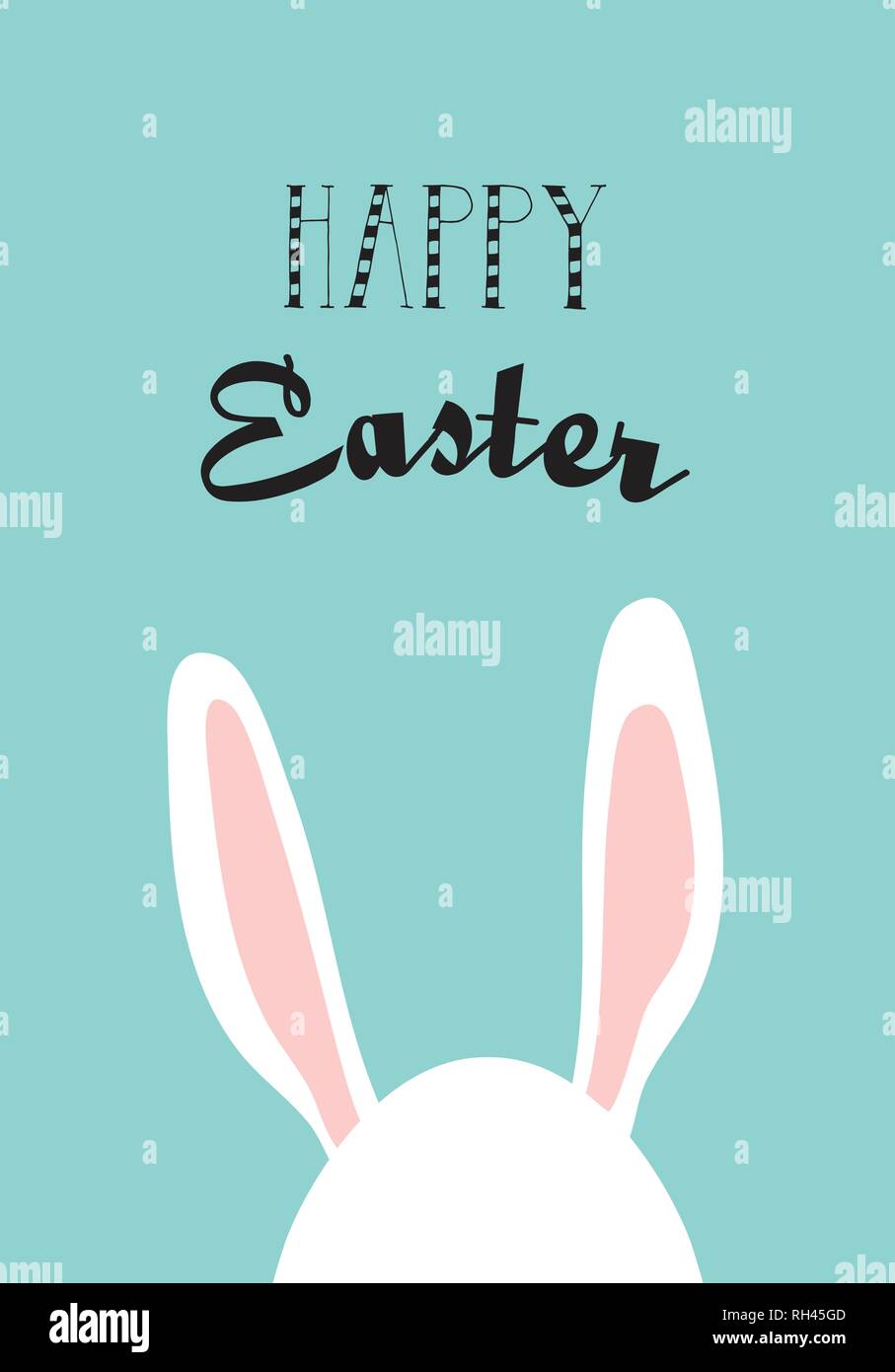 greeting card with hipster Easter rabbit. vecor illustration Stock Vector