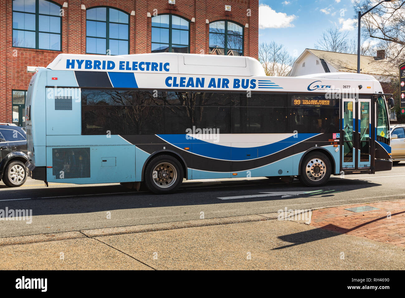 DAVIDSON, NC, USA-1/24/19: A Charlotte Area Transit System Village Rider Bus. Stock Photo