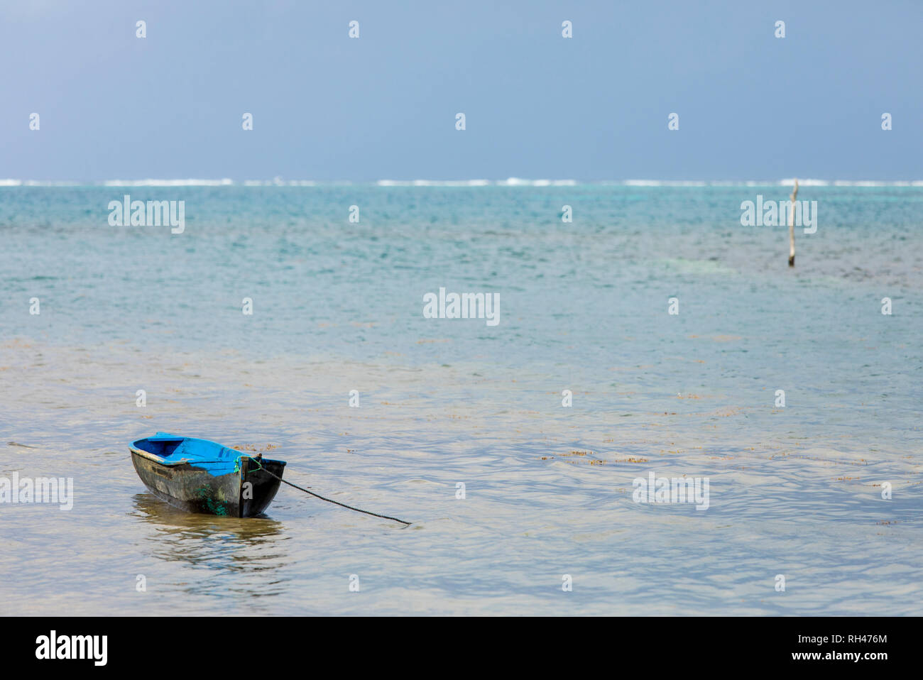 small fishing boat in the waters of the Caribbean off Punta Gorda, Honduras. Stock Photo