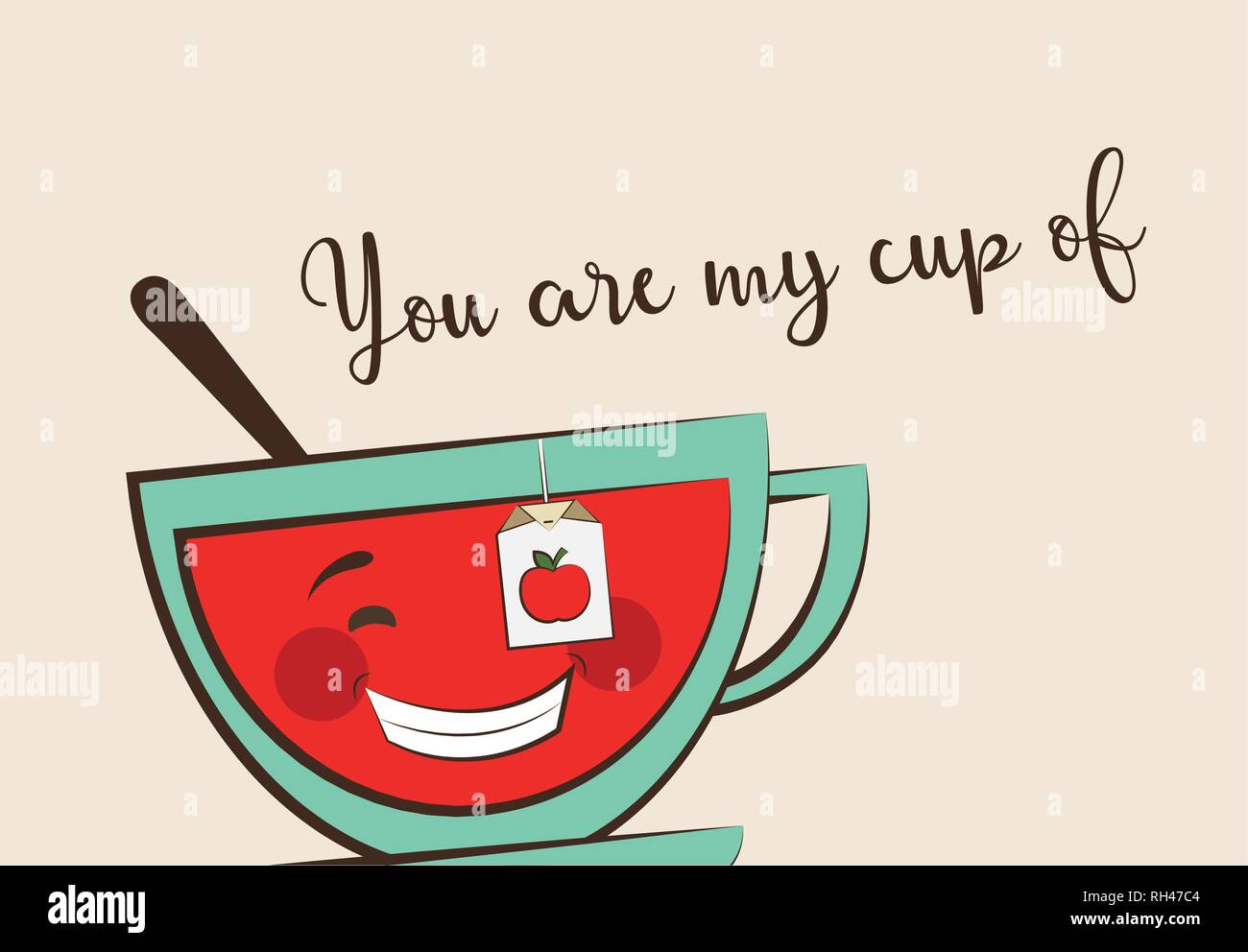 funny tea cup with funny quote, valentine greeting card. vector  illustration Stock Vector Image & Art - Alamy