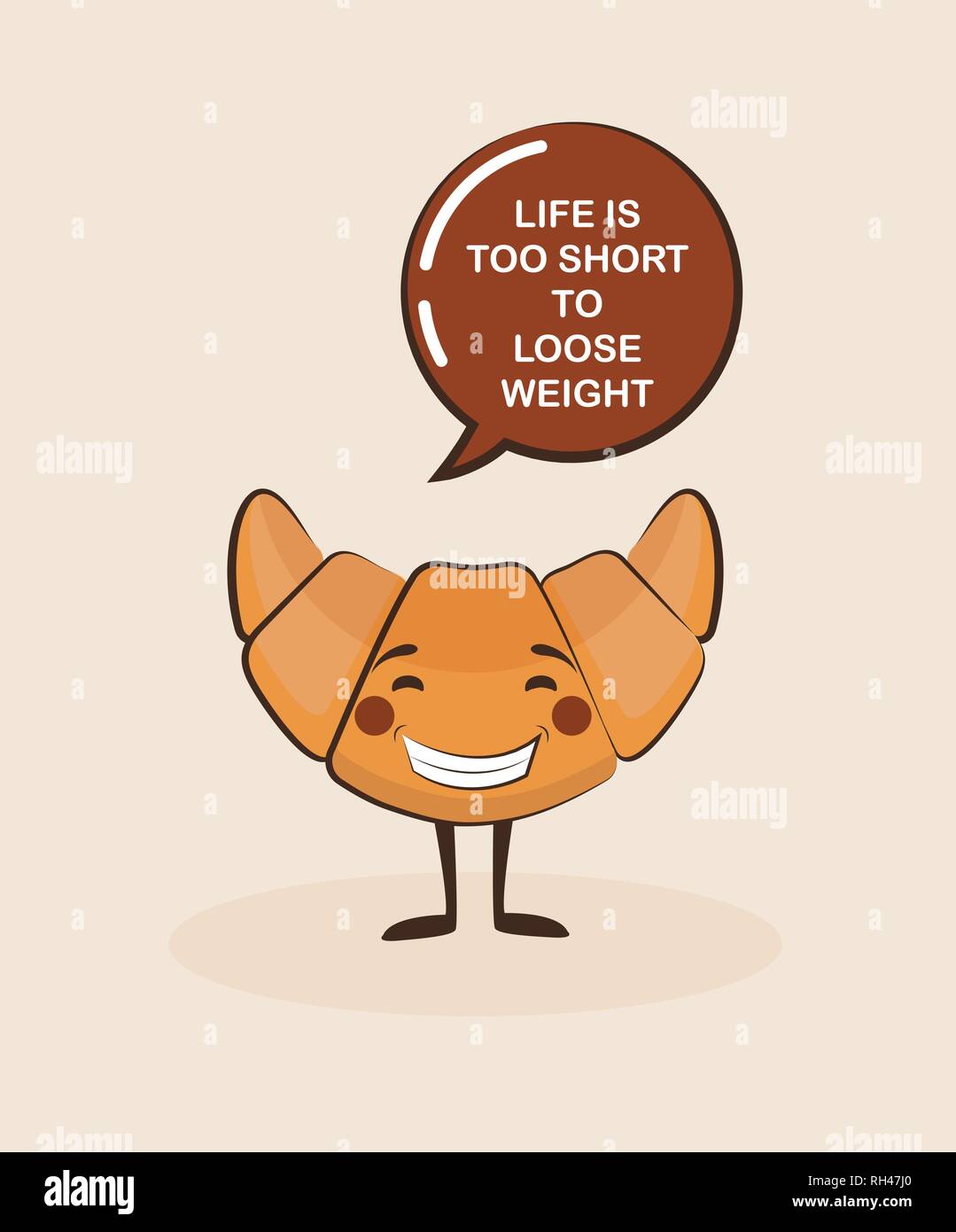funny croissant character with inspiration quote. Cartoon face food emoji.  Funny food concept. vector illustration Stock Vector Image \u0026 Art - Alamy, image size:1079x1390