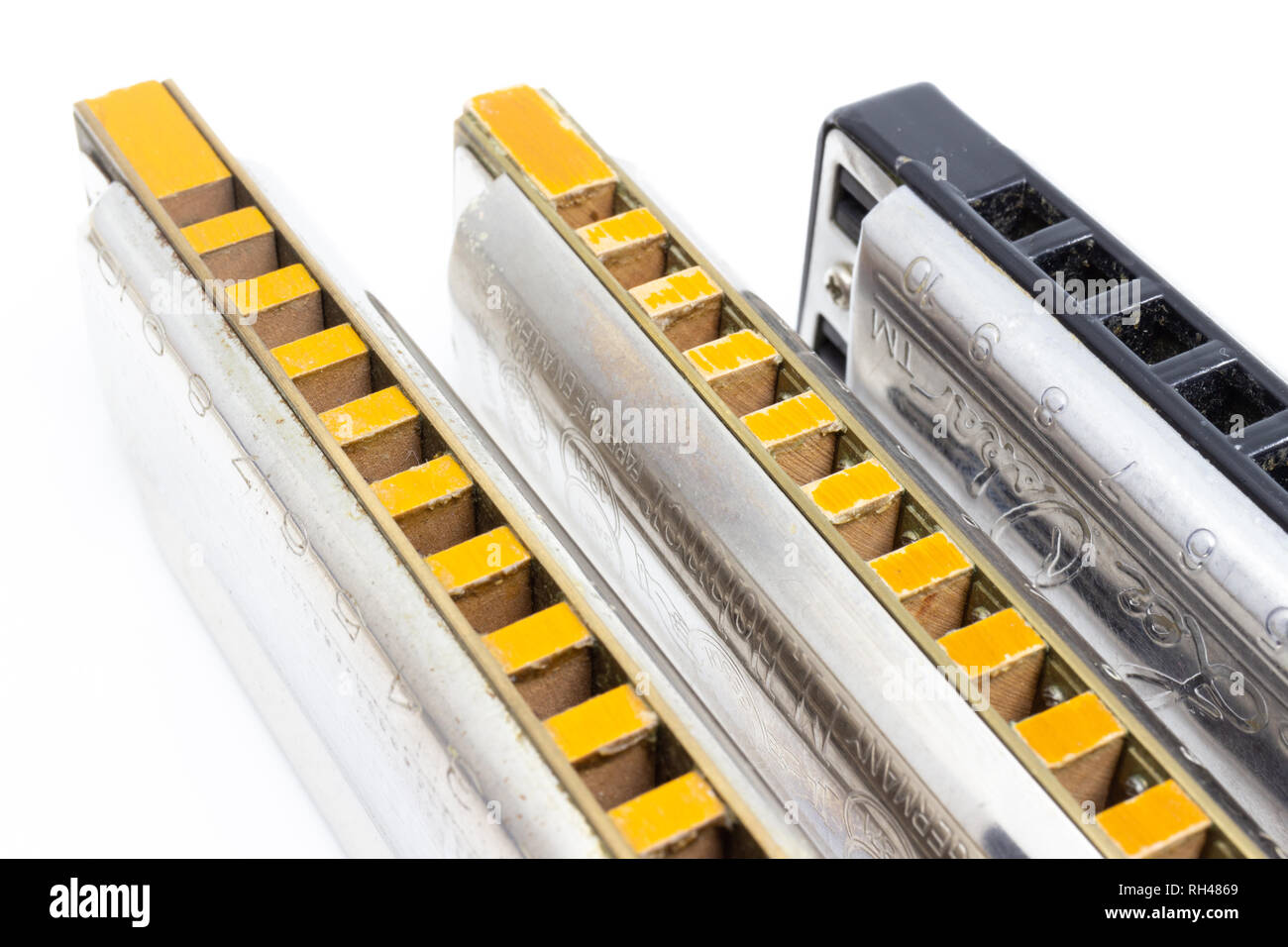 Musical instrument blues harps isolated on white Stock Photo Alamy