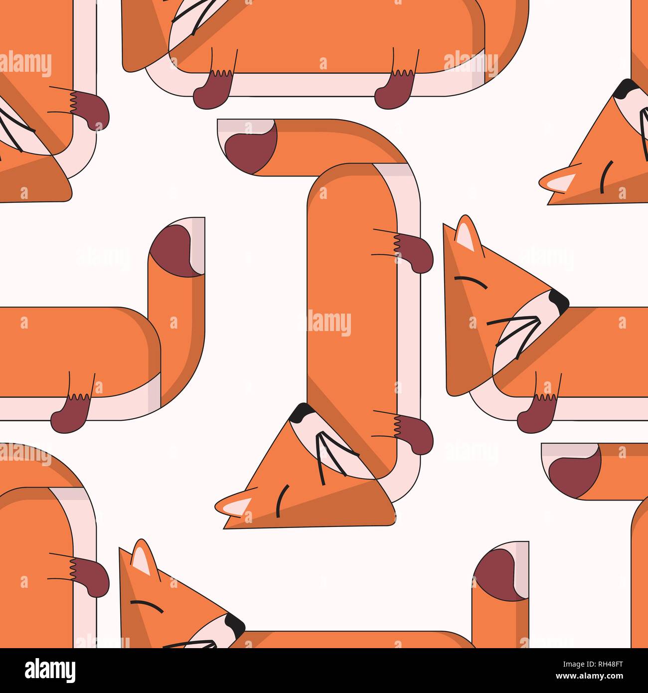 Vector seamless pattern with cute cartoon foxes Stock Vector Image ...