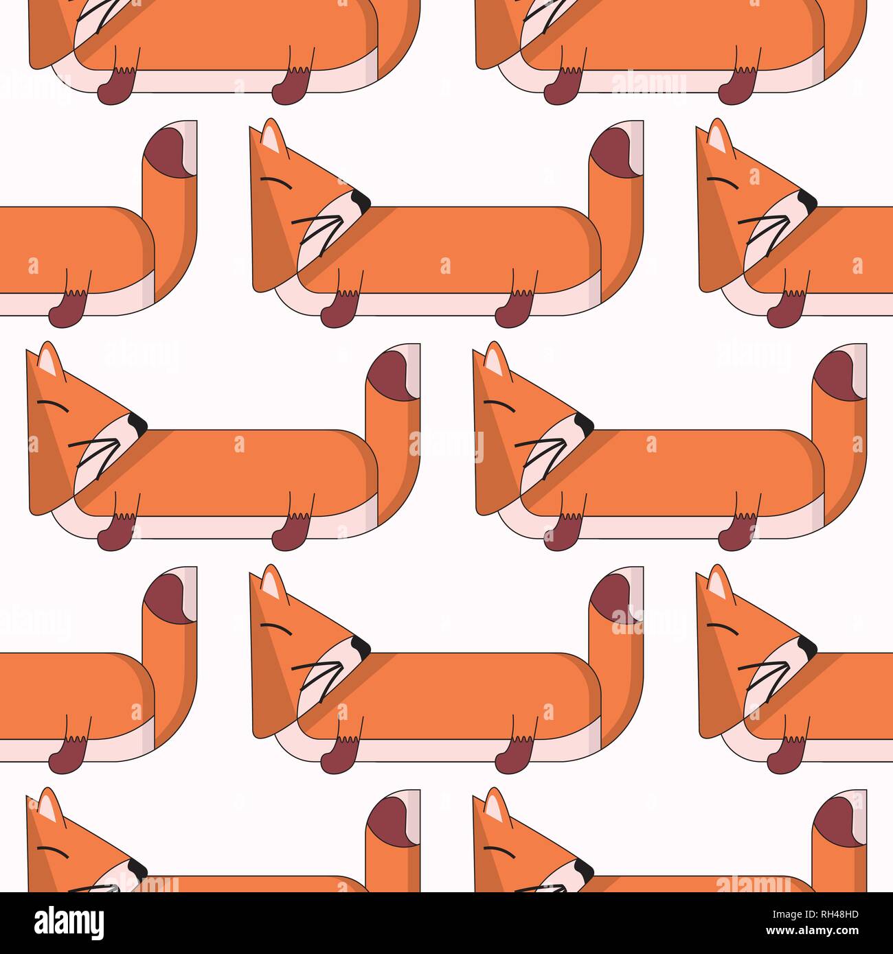 Vector seamless pattern with cute cartoon foxes Stock Vector Image ...