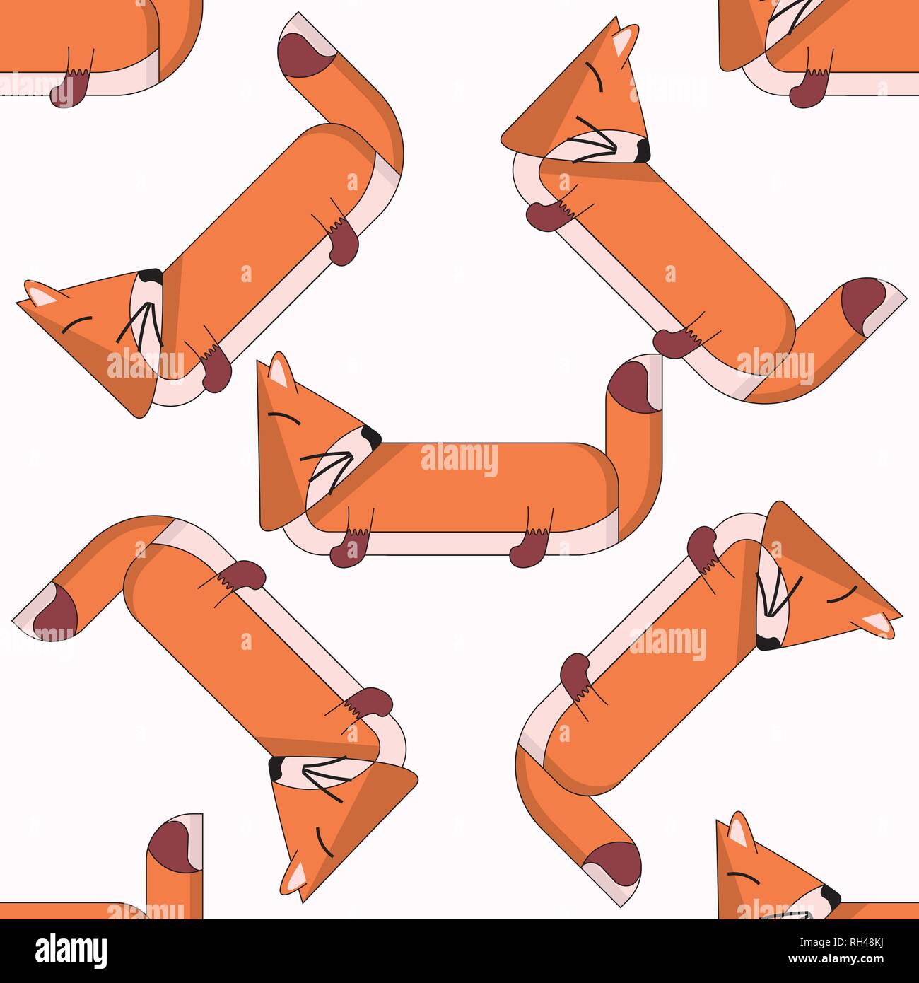 Vector seamless pattern with cute cartoon foxes Stock Vector