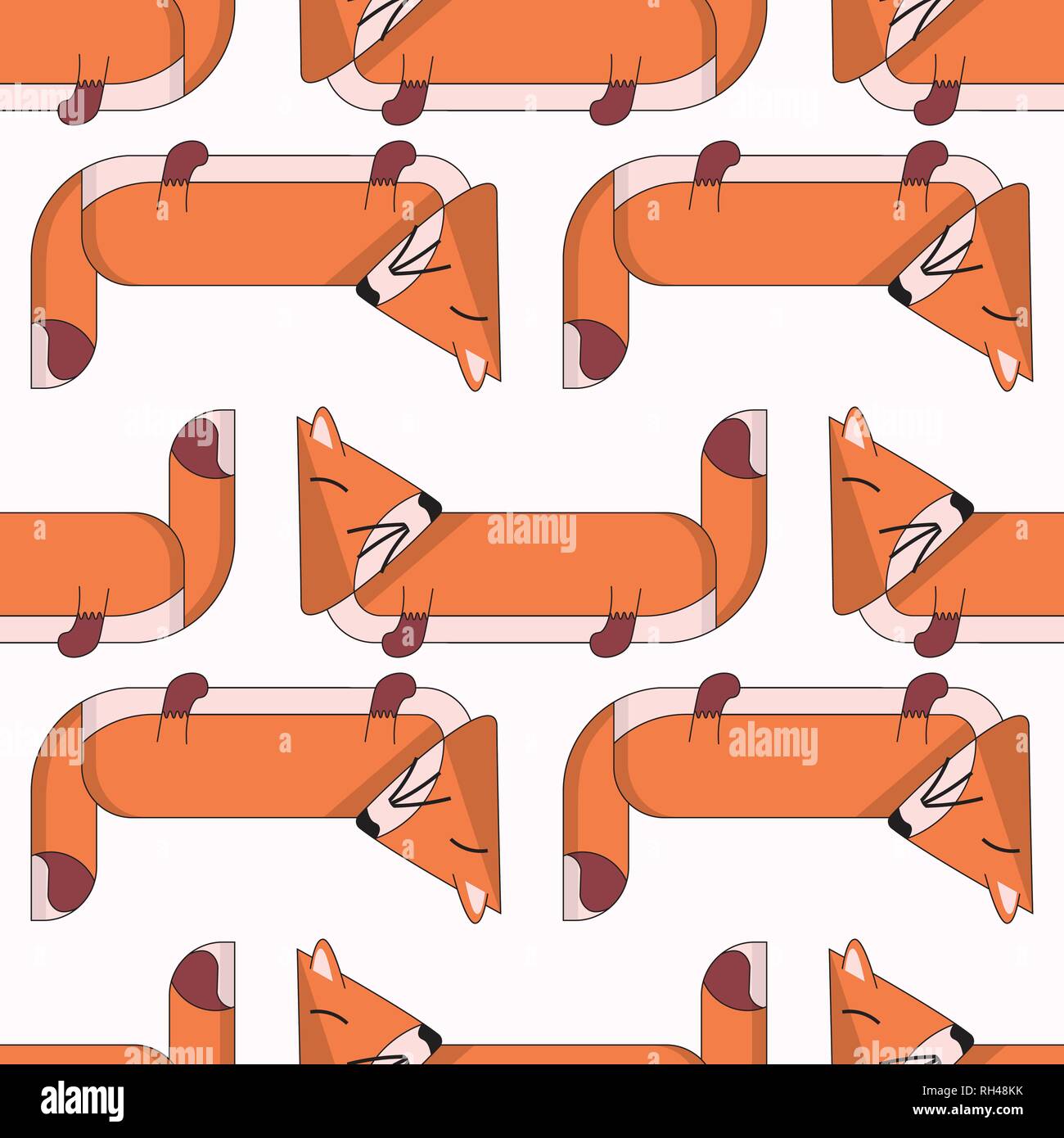 Vector seamless pattern with cute cartoon foxes Stock Vector Image ...