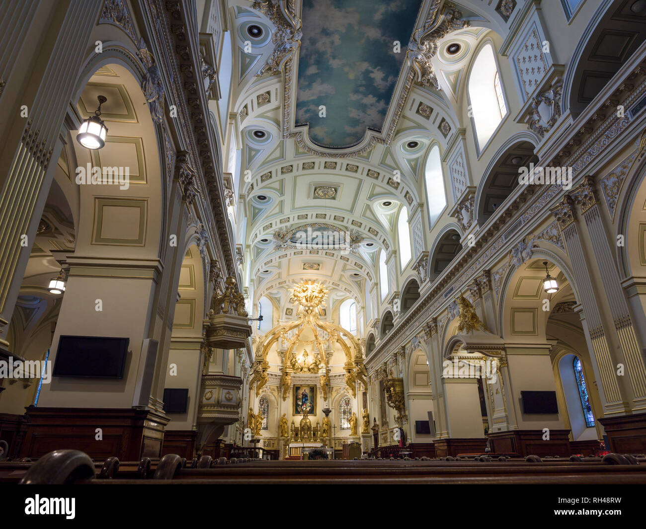 Quebec City's NotreDame Cathedral interior Interior of la Basilica Cathedrale NotreDame de