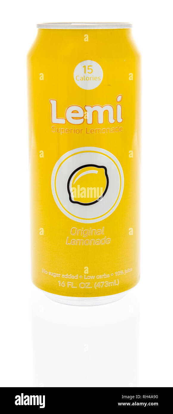 Winneconne, WI - 27 January 2019: A can of Lemi lemonade on an isolated background Stock Photo