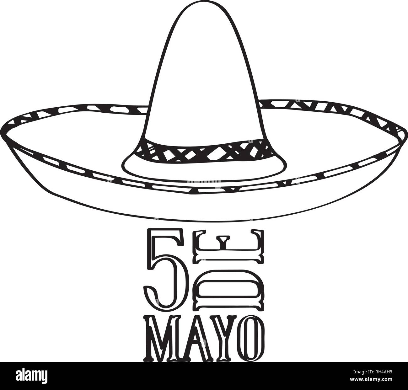 Outline Of A Mexican Hat Cinco De Mayo Stock Vector Image Art Alamy