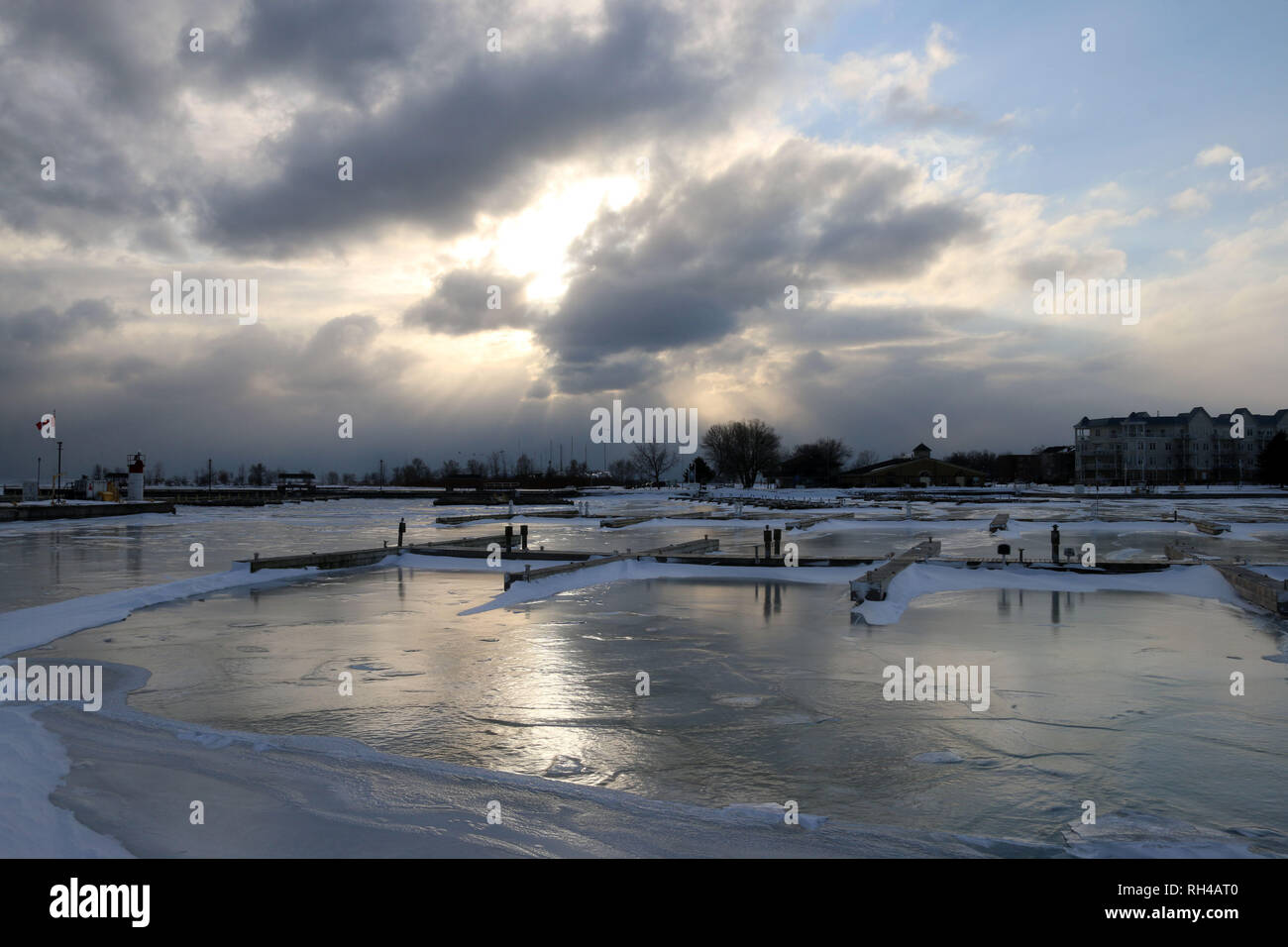 Winter Marina with empty boat slips Stock Photo Alamy
