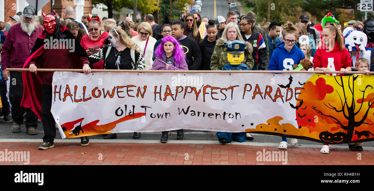 Warrenton, Virginia/USA10/28/18 Crowd carrying banner at the