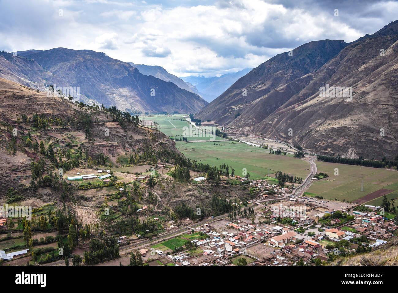 Panoramic views of the Sacred Valley from Mirador de Taray. Pisac, Cusco, Peru Stock Photo