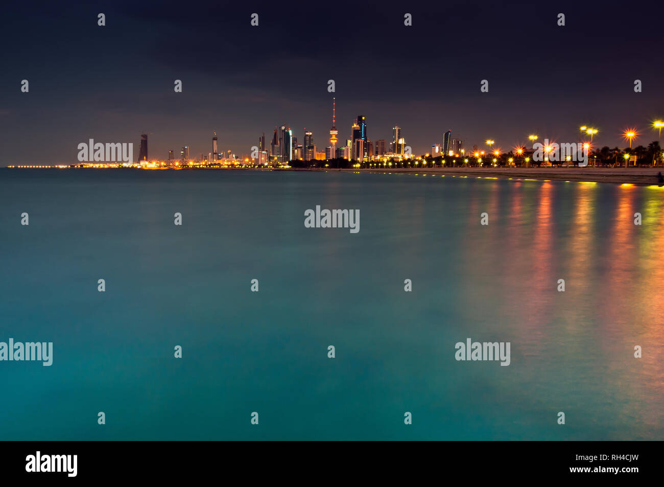 Kuwait City Night Stock Photo