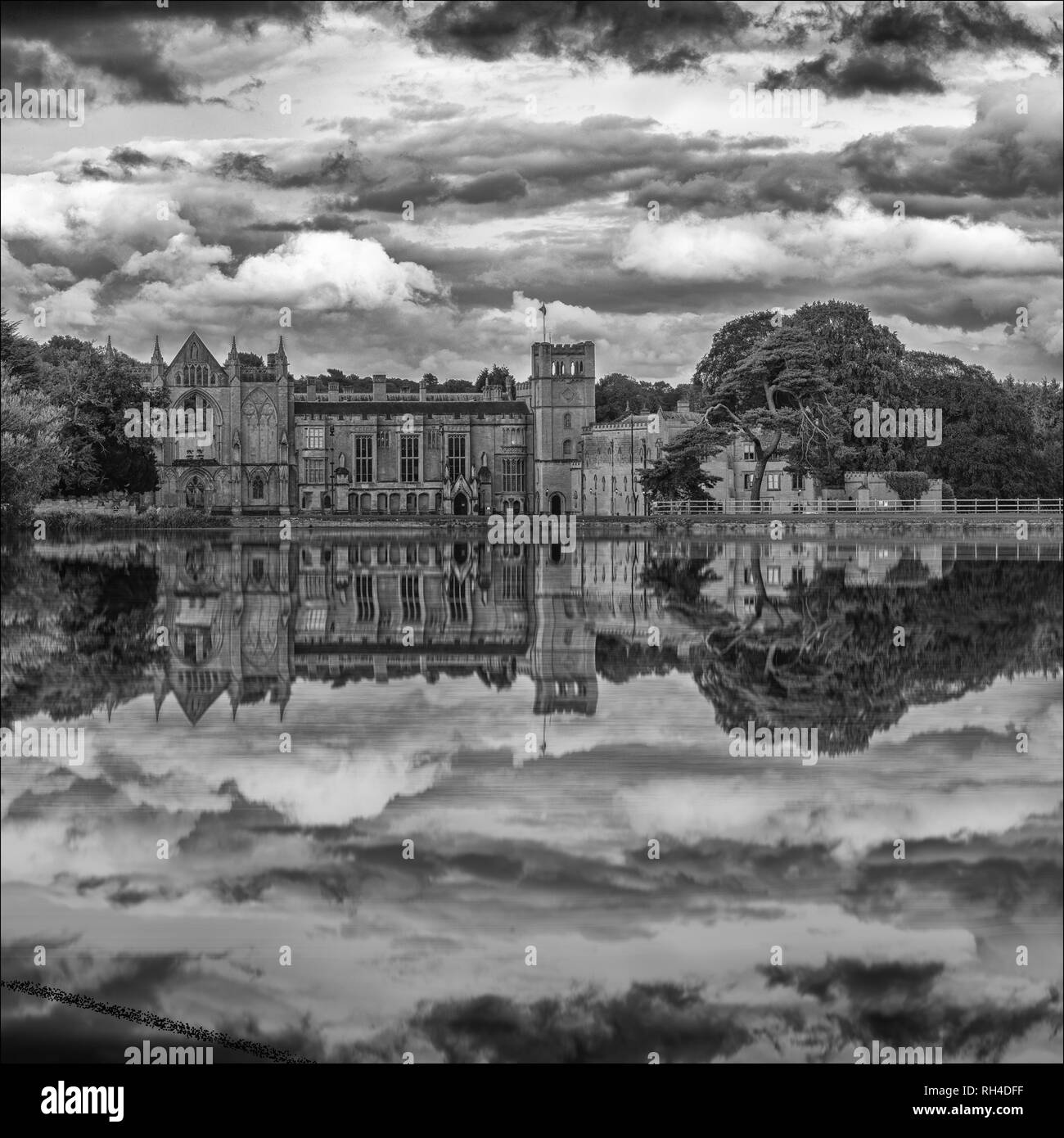 Storm clouds over Newstead Abbey, in Nottinghamshire England. Stock Photo