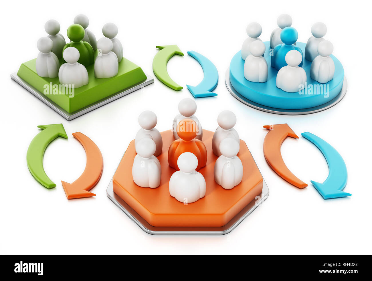 Business team people change concept. 3D illustration. Stock Photo