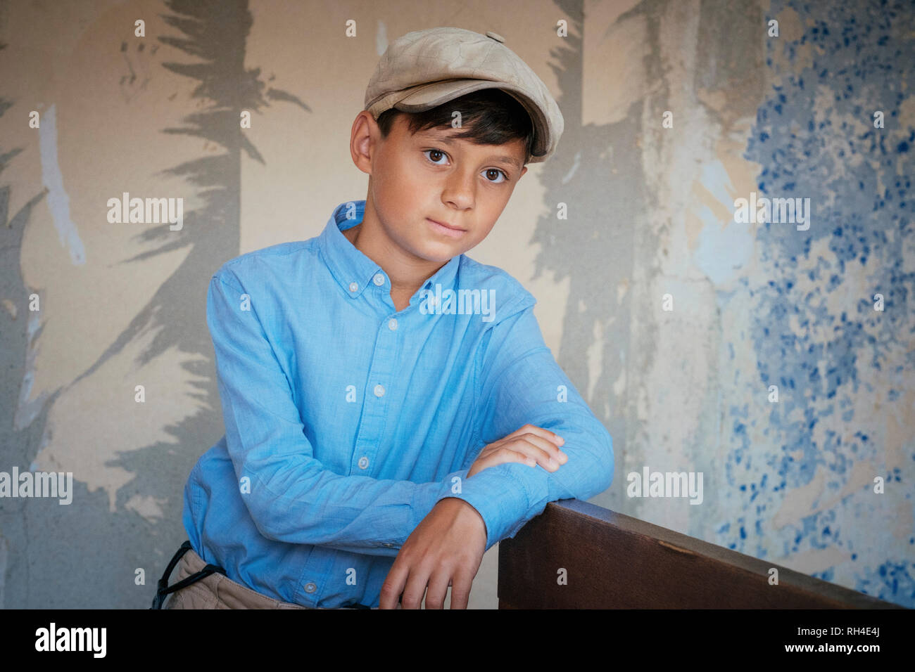 Portrait confident, well-dressed boy Stock Photo