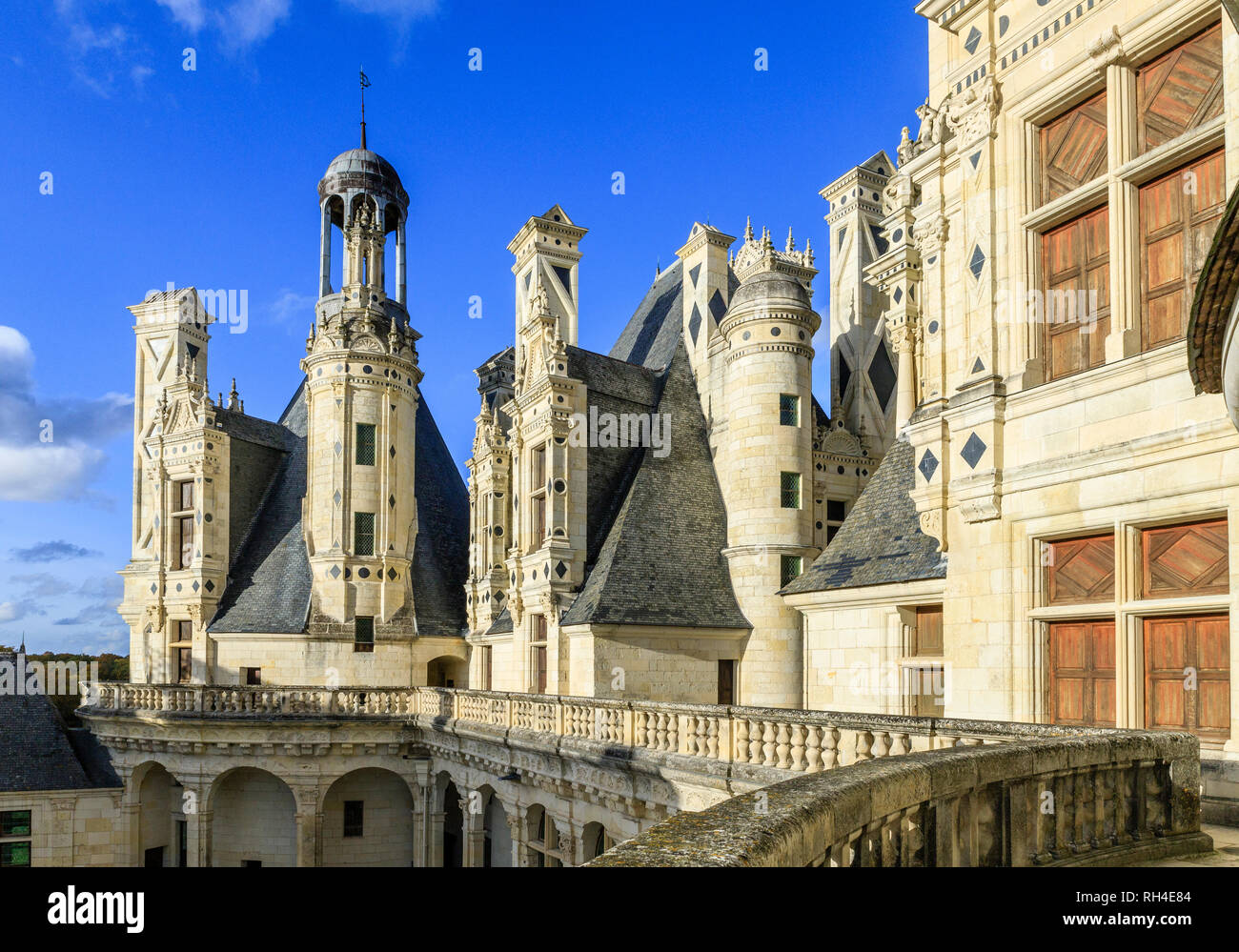 France, Loir et Cher, Chambord, Chambord castle, roofs on the southwest side seen from the terrace // France, Loire-et-Cher (41), Chambord, château de Stock Photo