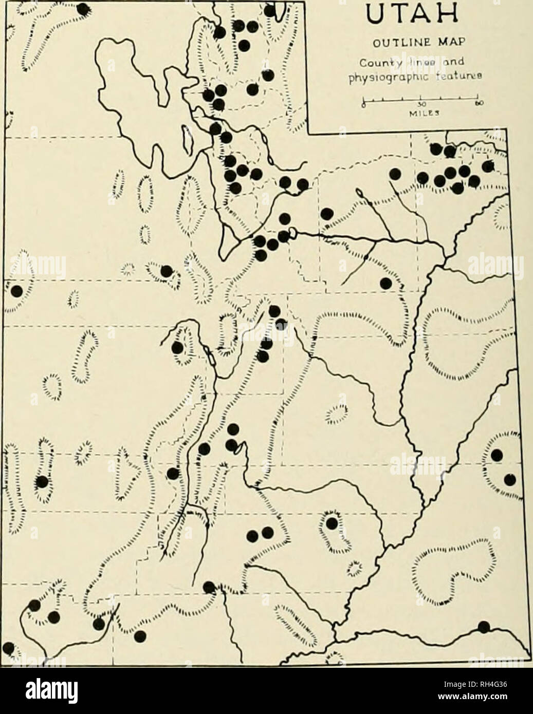 . Brigham Young University science bulletin. Biology -- Periodicals. Fig. 44. Salix amygdaloides Andersson UTAH OUTLINE MAP. Fig. 45. Salix behbiana Sarg. Salix behbiana Sarg. (Fig. 45) Bebb willow is widespread throughout the United States. In Utah it is present on most mountain ranges. This species is not as restricted to streamsides as I I. Please note that these images are extracted from scanned page images that may have been digitally enhanced for readability - coloration and appearance of these illustrations may not perfectly resemble the original work.. Brigham Young University. Provo,  Stock Photo