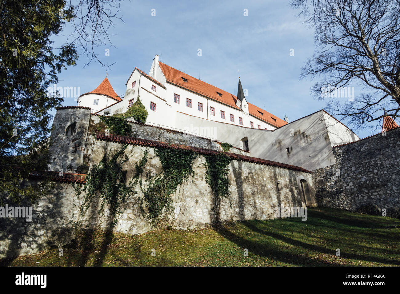 FUSSEN, GERMANY - DECEMBER 2018: view outside of the walls of Hohes castle. Stock Photo
