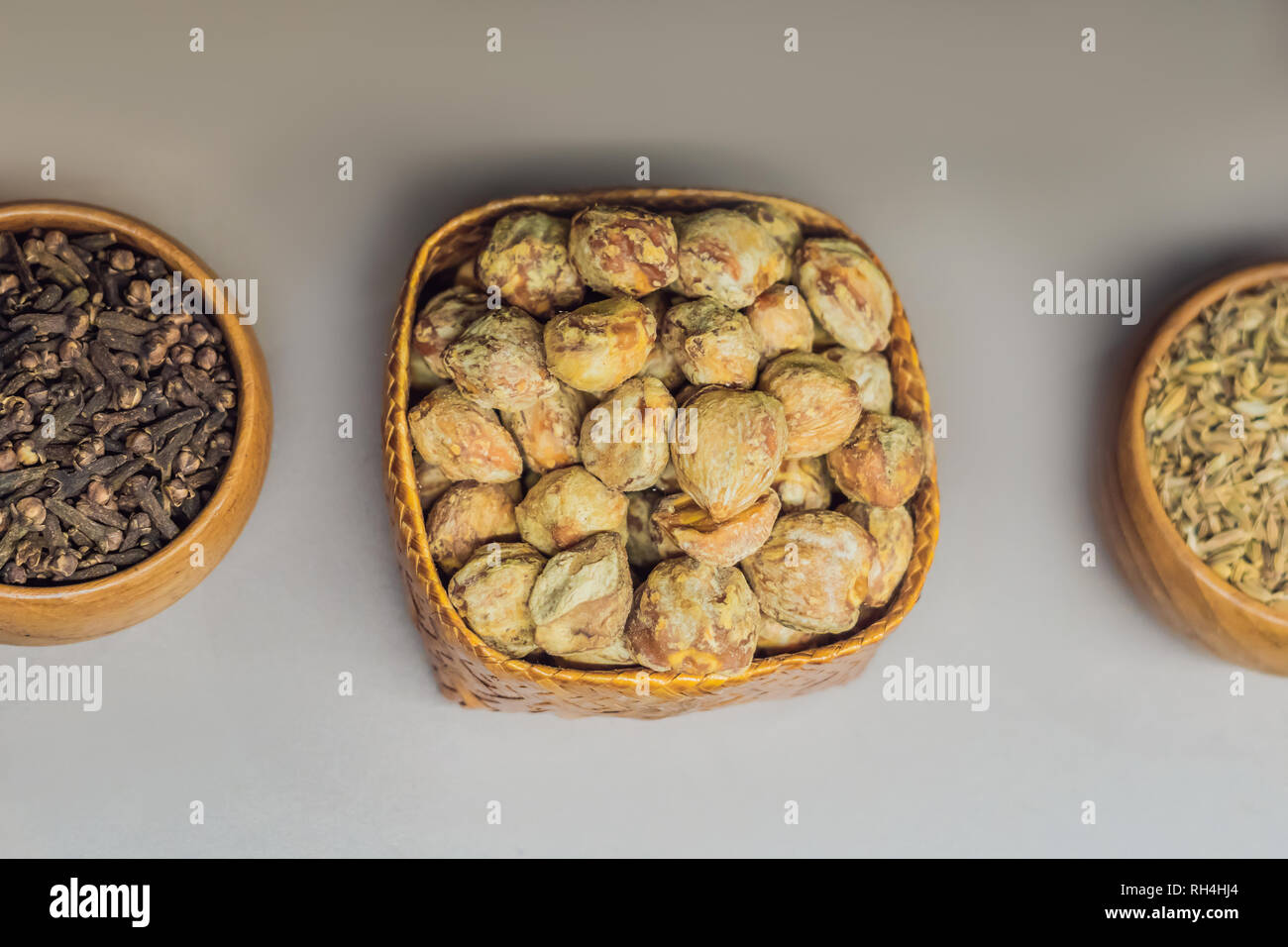 Different kinds of spices of Malay Asian cuisine in bags Stock Photo