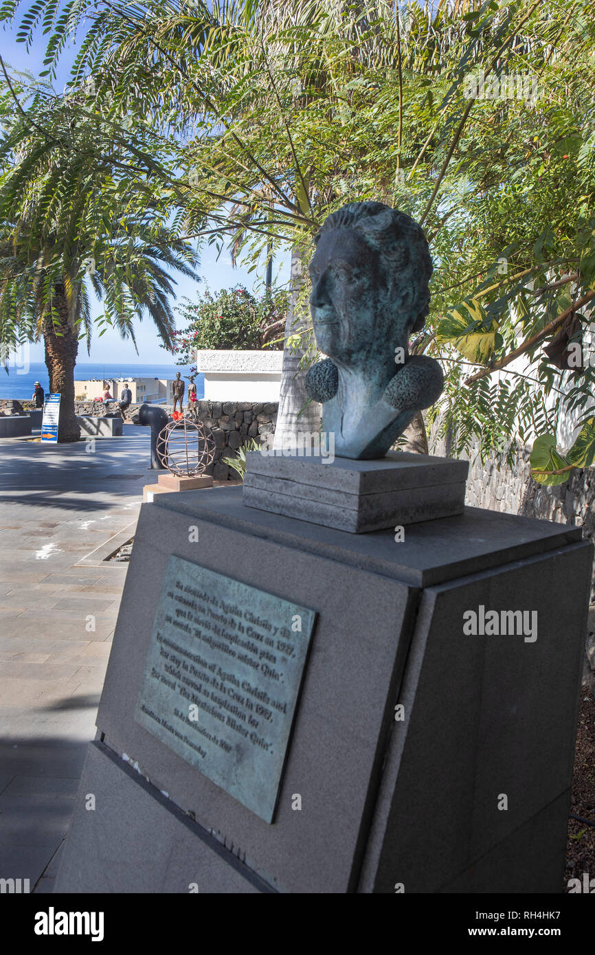 Agatha Christie bust at Mirador la Paz,Puerto de La Cruz,Tenerife Stock Photo