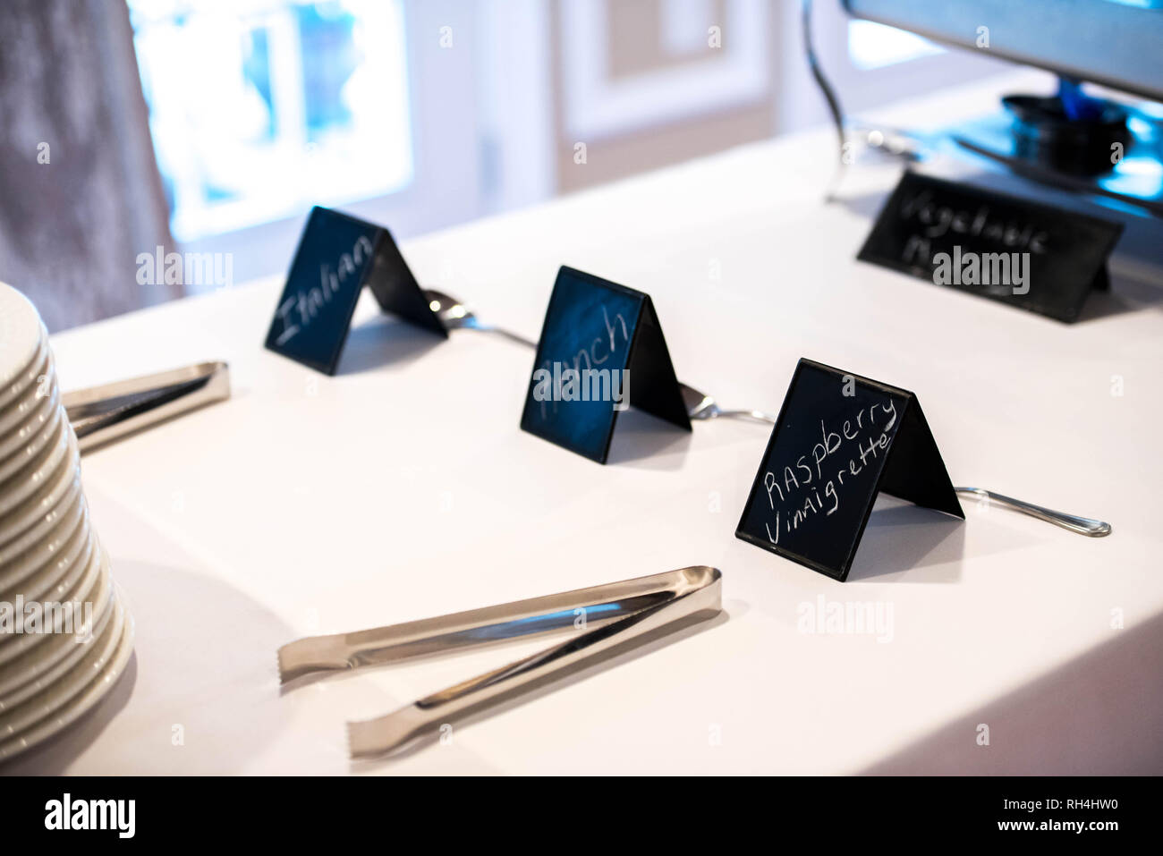 Food Signs Plates and Utensils at a Rustic Themed Wedding Reception