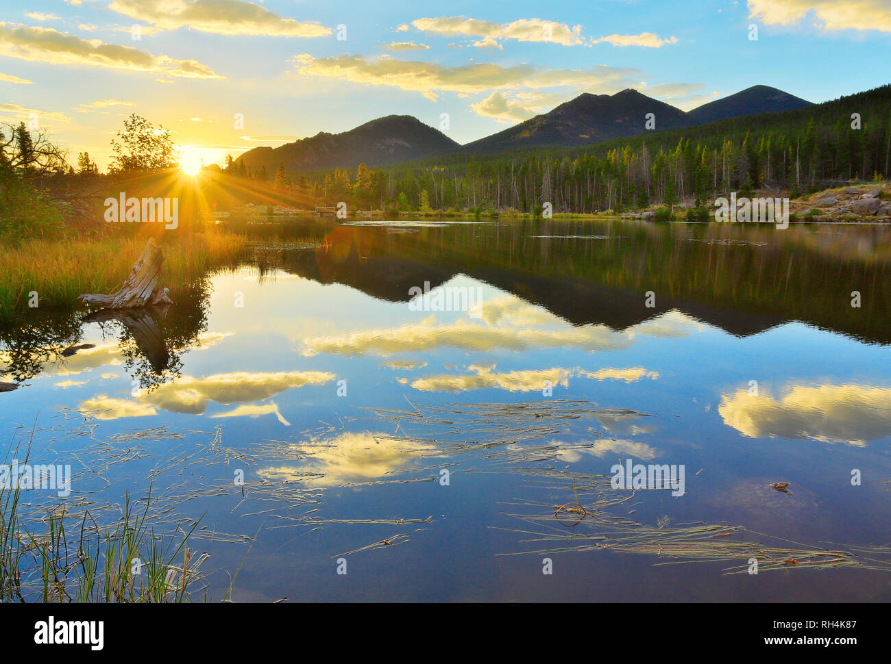 Sunrise, Sprague Lake, Sprague Lake Trail, Rocky Mountain National Park ...