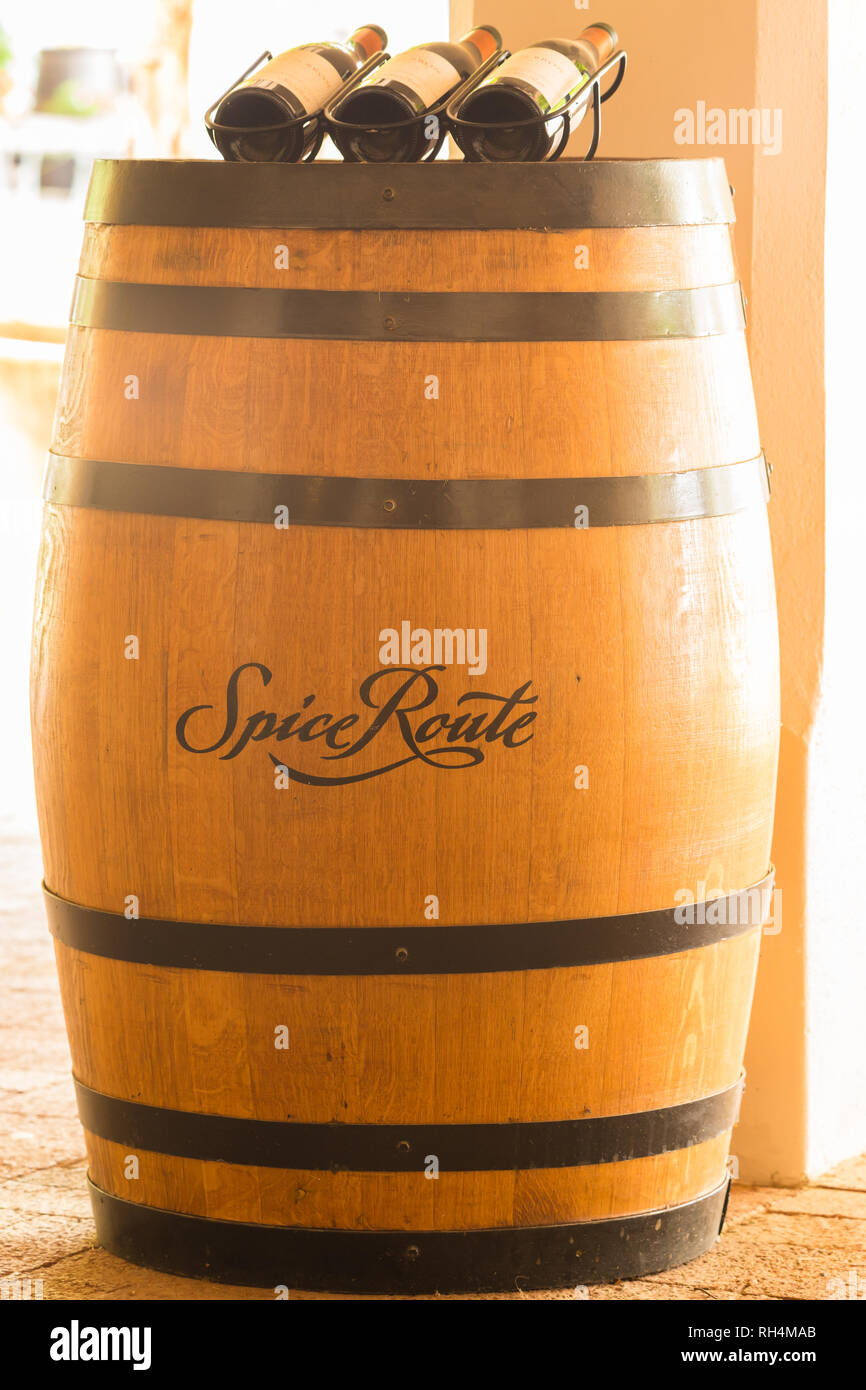 Oak Wine Barrel Being Used As Interior Decor Or Decoration While