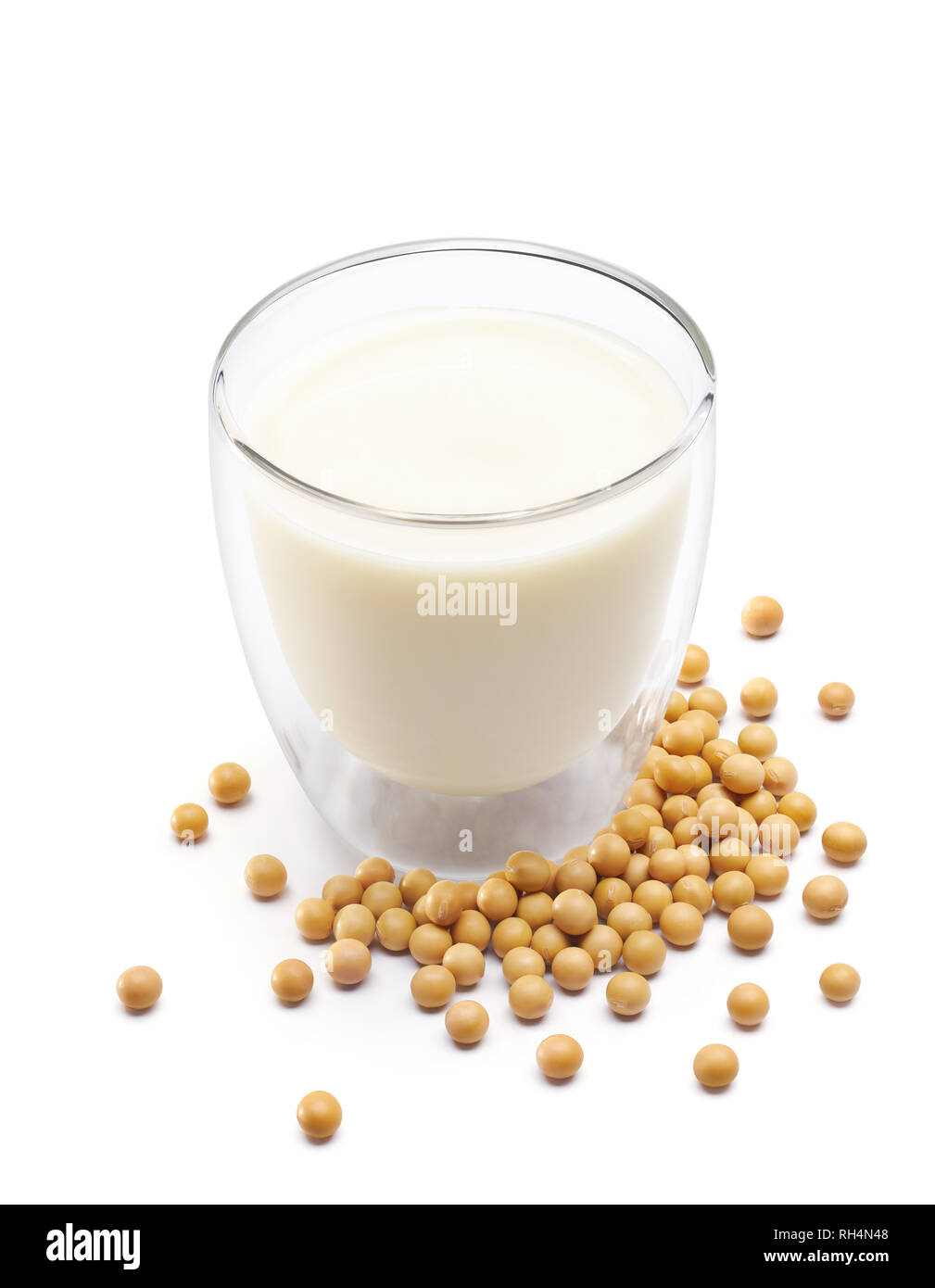 Soybean and soy milk isolated on white background - clipping path included Stock Photo