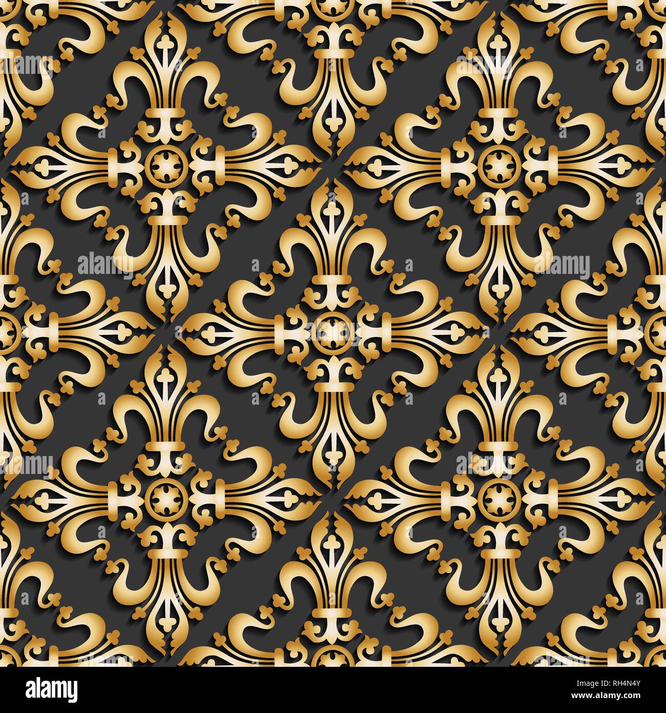 3D dark Paper cut, Vector damask seamless pattern. Elegant luxury texture  for interior wallpapers, backgrounds , wall and floor tile 3d pattern Stock  Vector Image & Art - Alamy