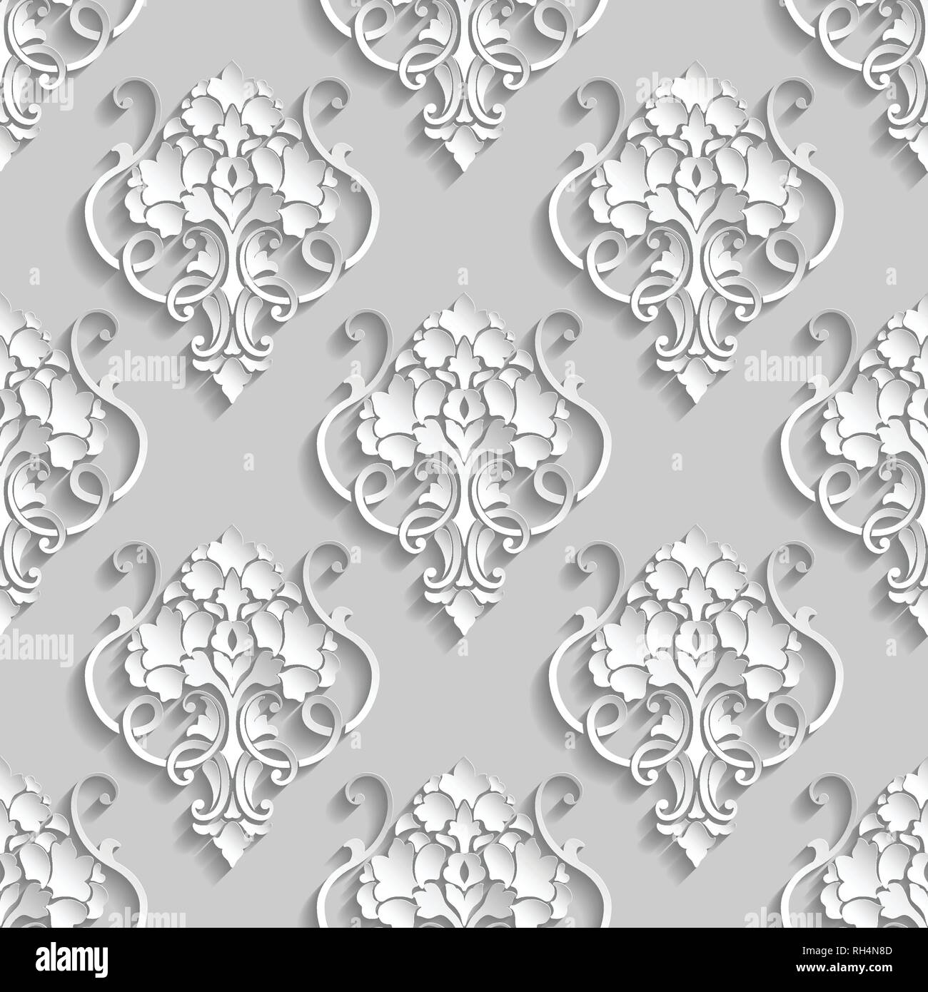3D white pattern Paper cut, Vector damask seamless pattern Elegant luxury  texture for interior wallpapers, backgrounds ,wall and floor tile 3d  pattern Stock Vector Image & Art - Alamy