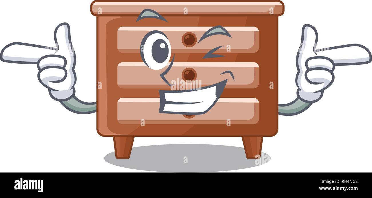 Wink bedside table is isolated the mascot Stock Vector
