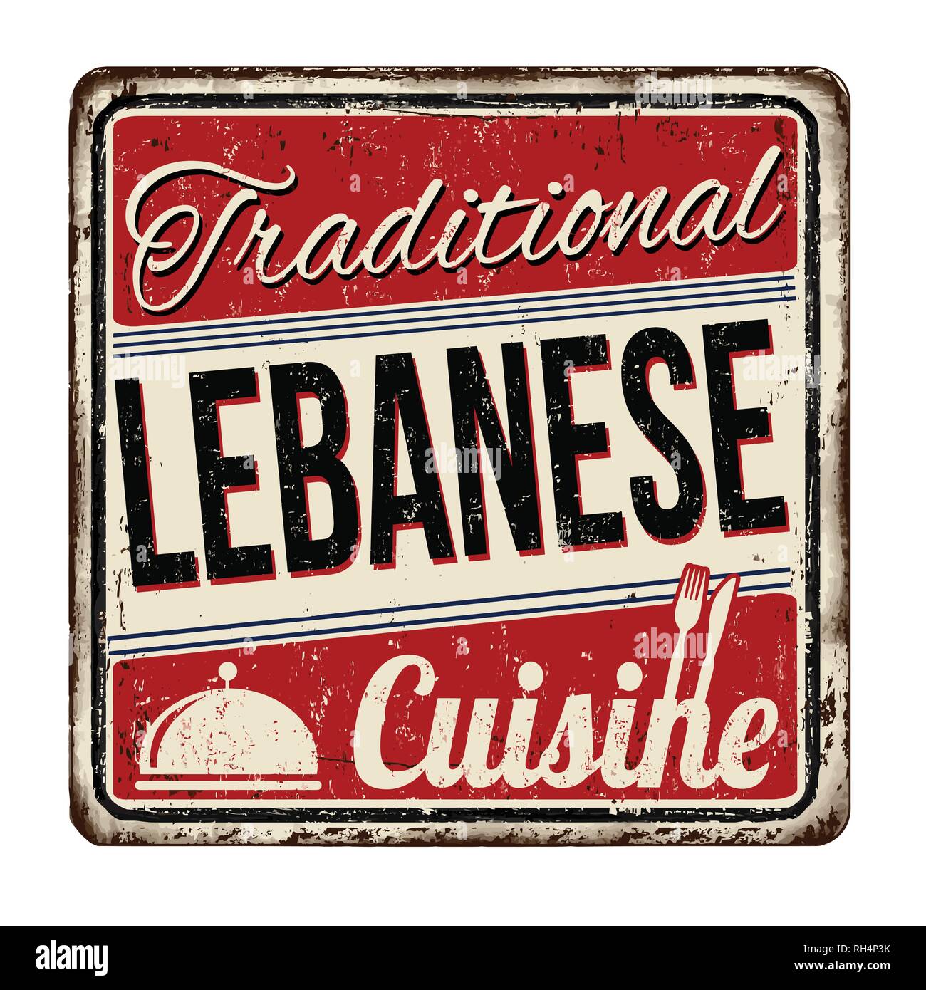 Traditional Lebanese Cuisine Vintage Rusty Metal Sign On A White Background Vector Illustration 2616