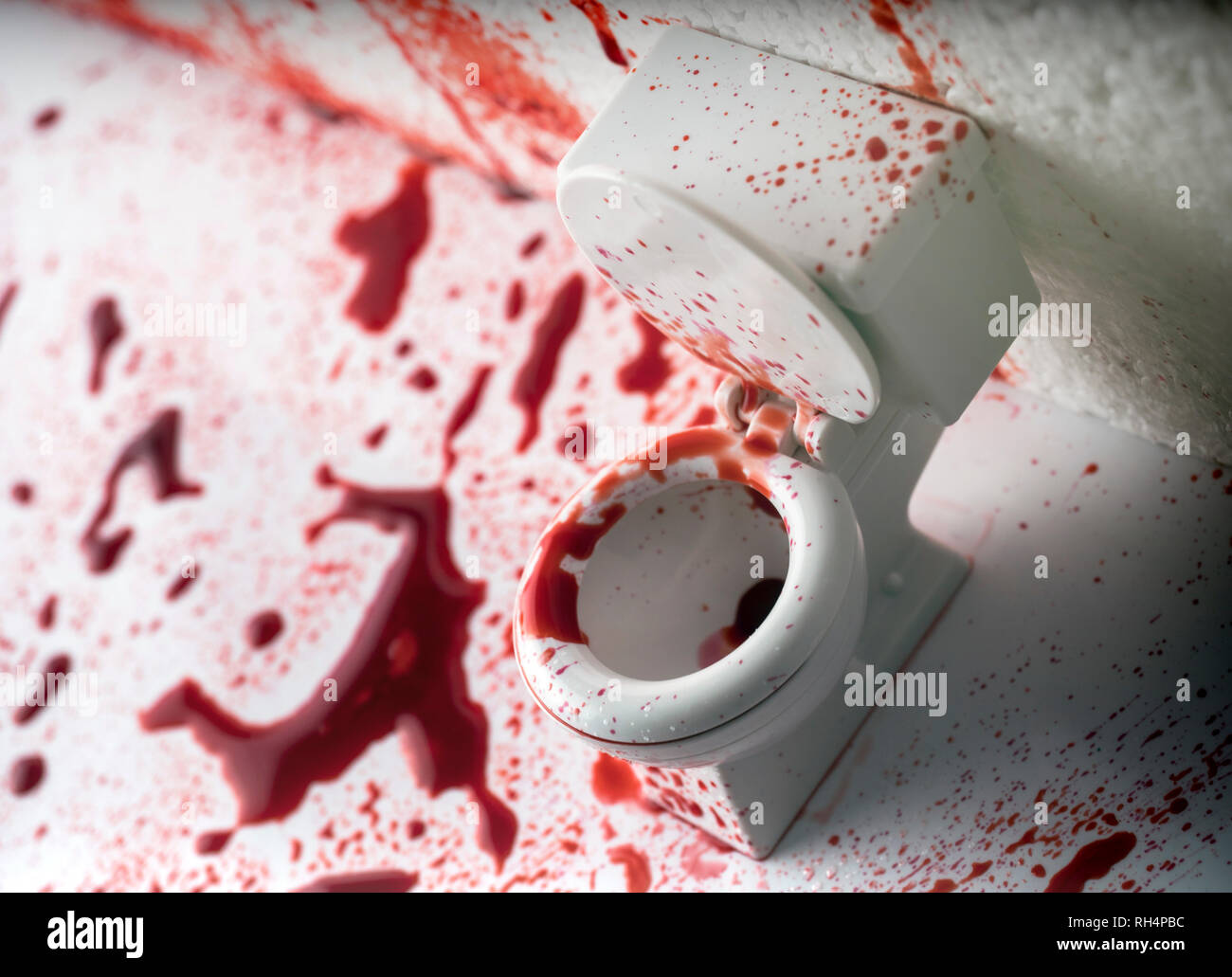 Bathroom covered in blood, conceptual image, composition horizontal Stock Photo