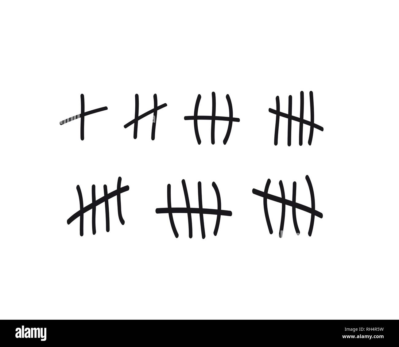 Tally marks on a prison wall isolated. Counting signs. Vector Stock Vector