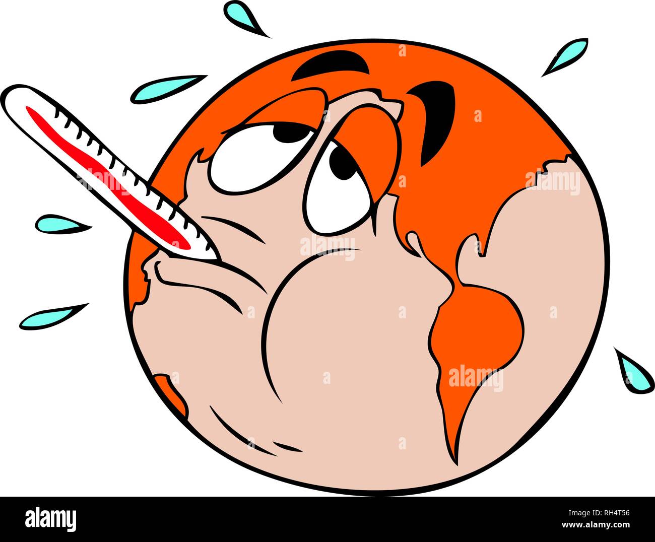 Cartoon Illustration of the earth threatened by global warming. Stock Vector